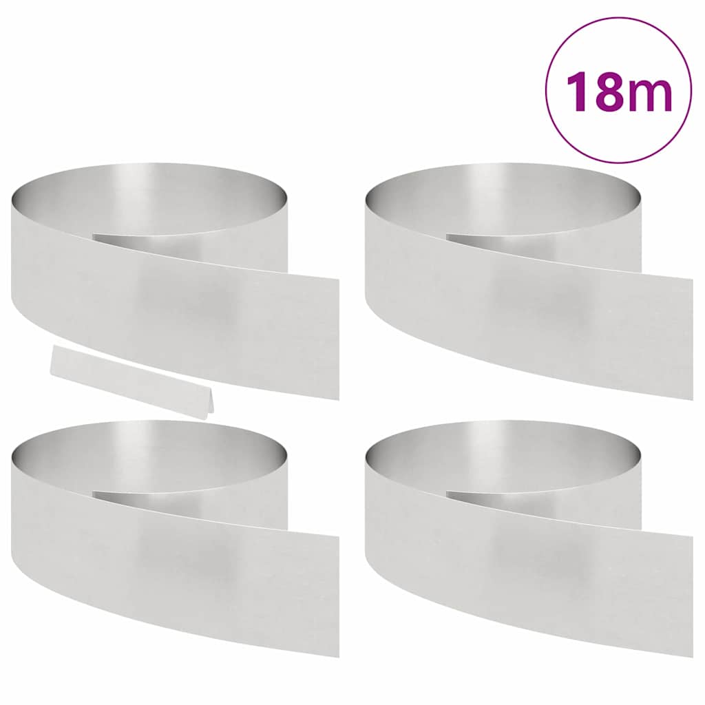 Bordo da giardino Vidaxxl 4 pezzi argento 450 x 0,05 x 15 cm in acciaio inossidabile