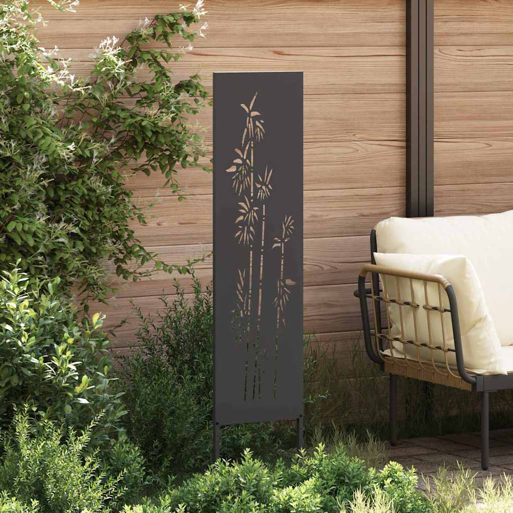 Vidaxl tuin privacy screen bloemen zwart 32 x 140 cm koudgewalst staal