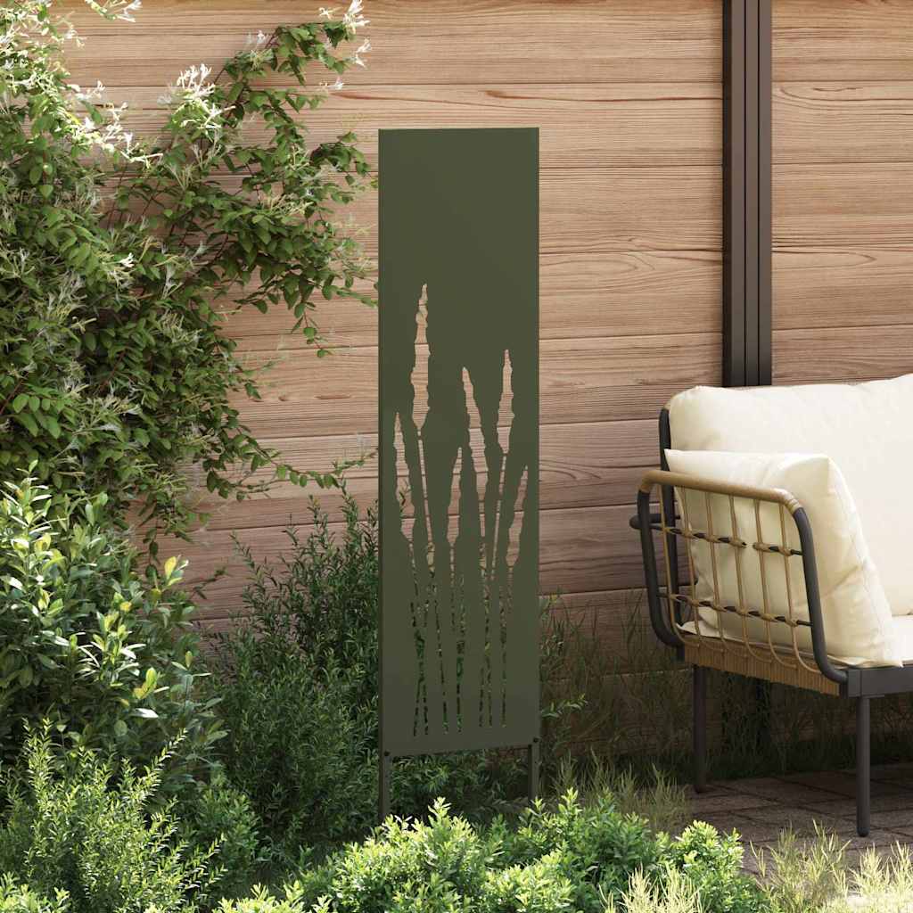 Vidaxxl paravento da giardino verde oliva 32 x 140 cm in acciaio laminato a freddo