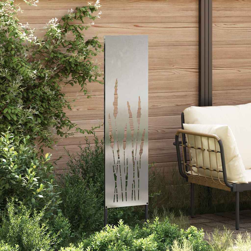 VidaXL protección visual para jardín calado plateado 32 x 140 cm acero inoxidable
