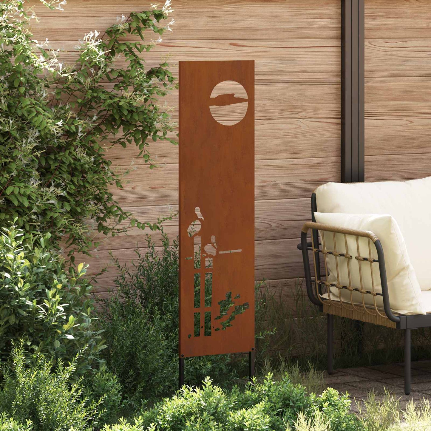 VidaXL protección visual para jardín calado oxidado 32 x 140 cm acero corten