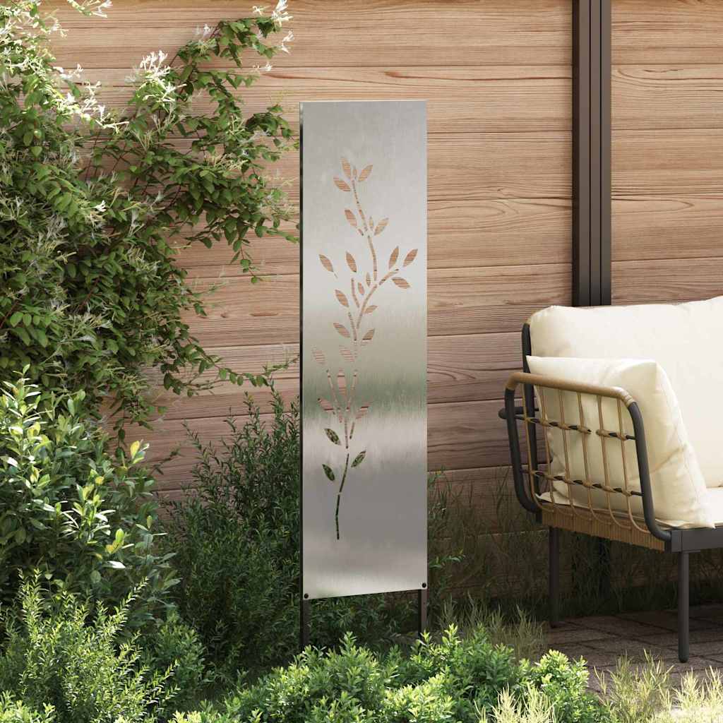 VidaXL protección visual para jardín flores plata 32 x 140 cm acero inoxidable