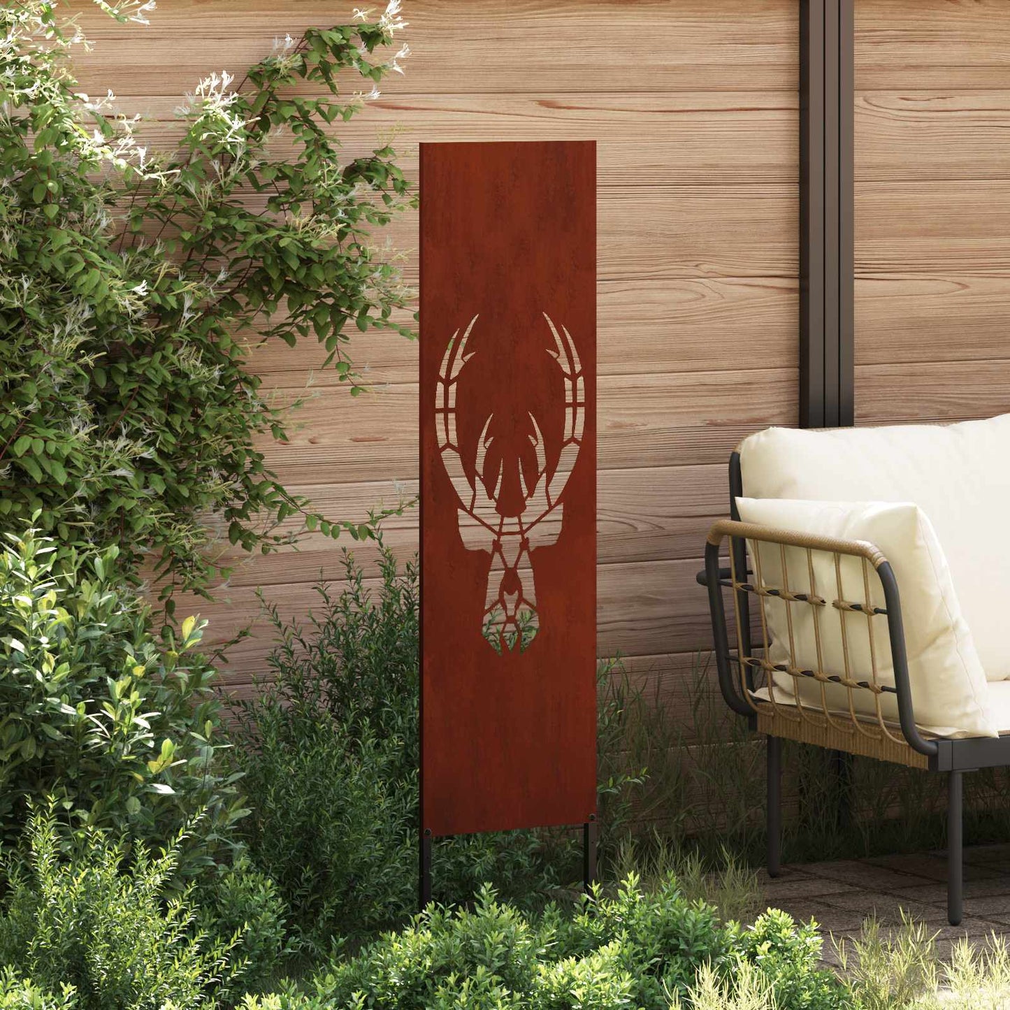 Vidaxxl mampara de privacidad para jardín animal print oxidado 32 x 140 cm acero corten