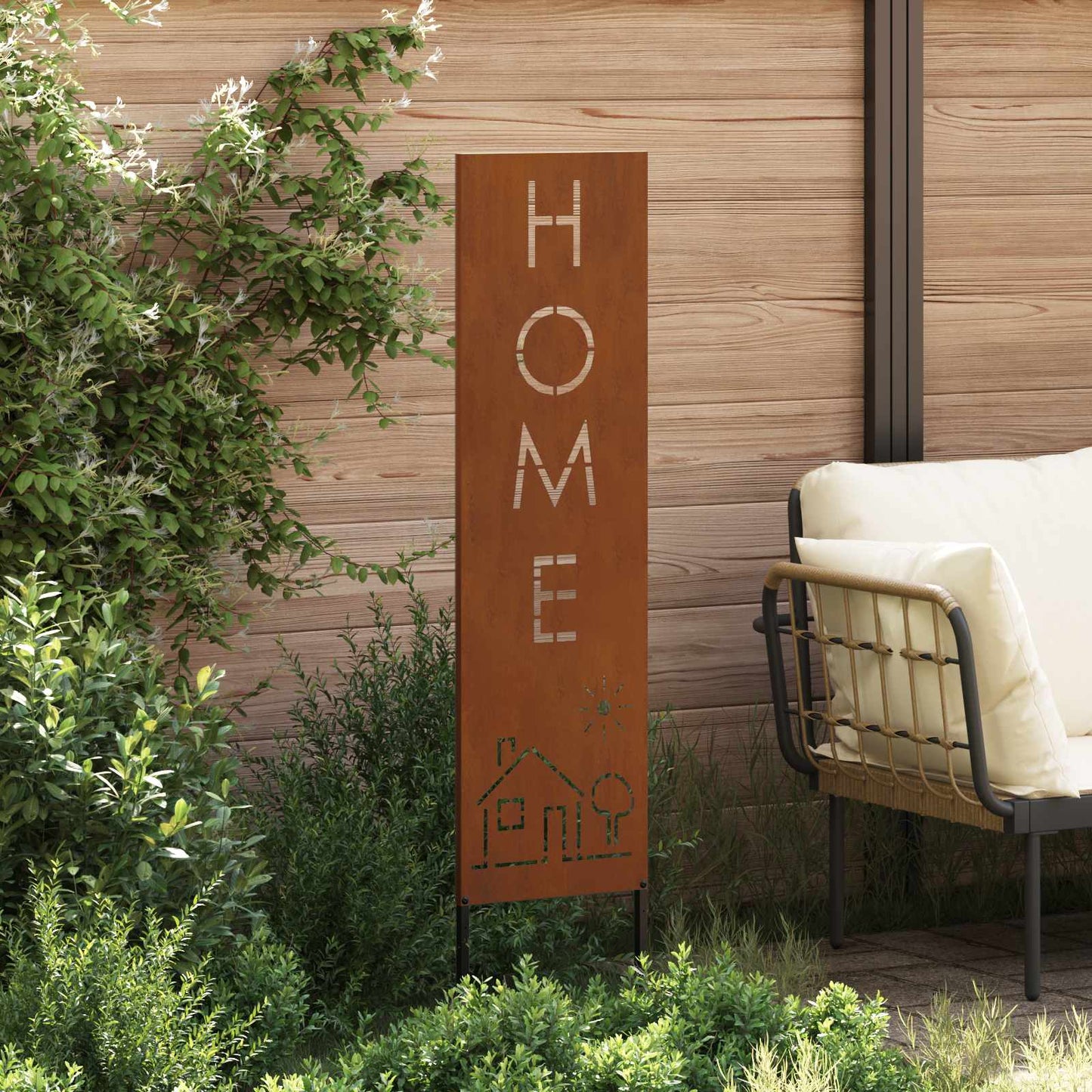 VidaXL protección visual para jardín calado oxidado 32 x 140 cm acero corten