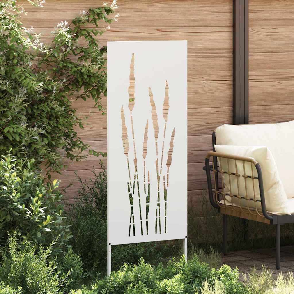 Vidaxxl paravento da giardino fiori bianchi 50 x 140 cm in acciaio laminato a freddo