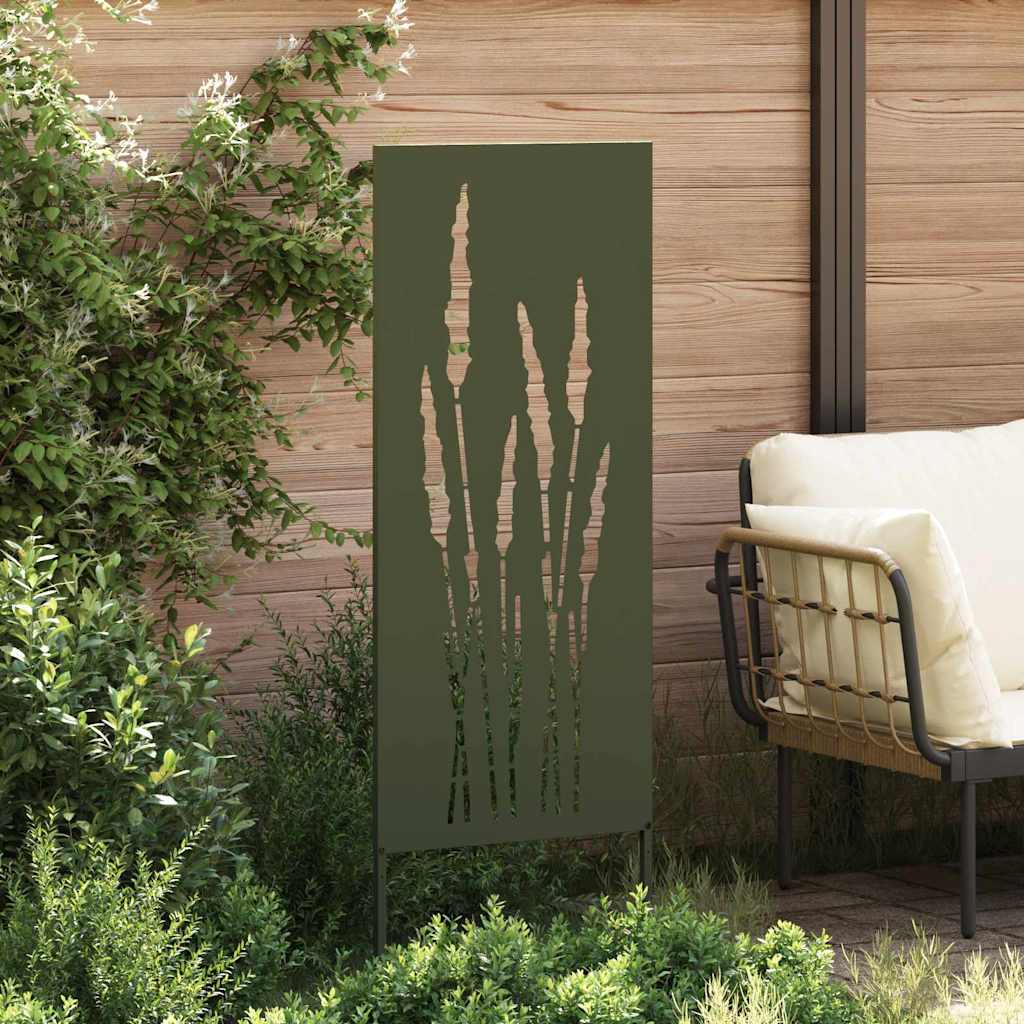 Vidaxxl paravento da giardino verde oliva 50 x 140 cm in acciaio laminato a freddo