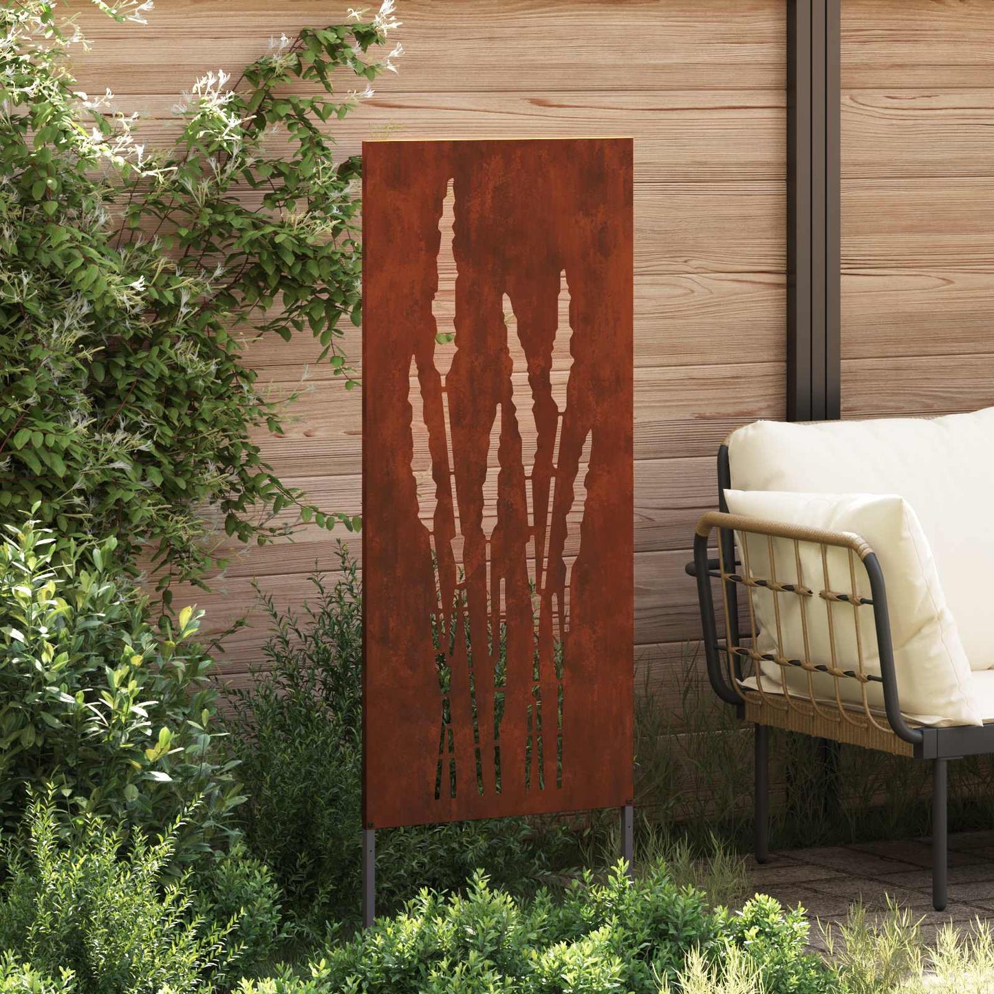 Vidaxxl paravento da giardino fiori arrugginito 50 x 140 cm in acciaio corten