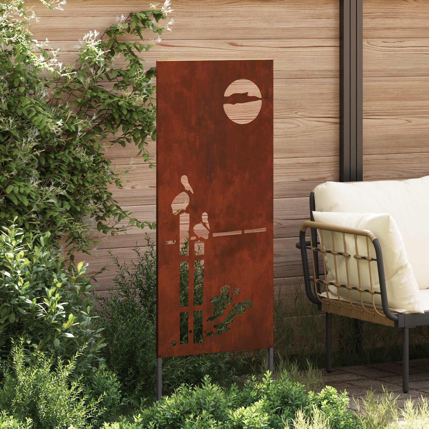 Vidaxxl protección visual para jardín calado oxidado 50 x 140 cm acero corten