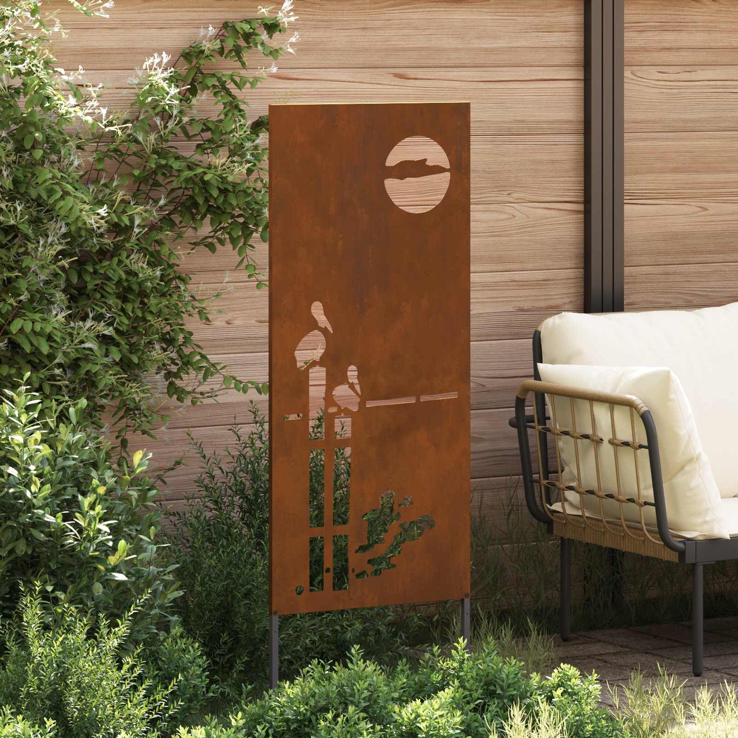 Vidaxxl protección visual para jardín calado oxidado 50 x 140 cm acero corten