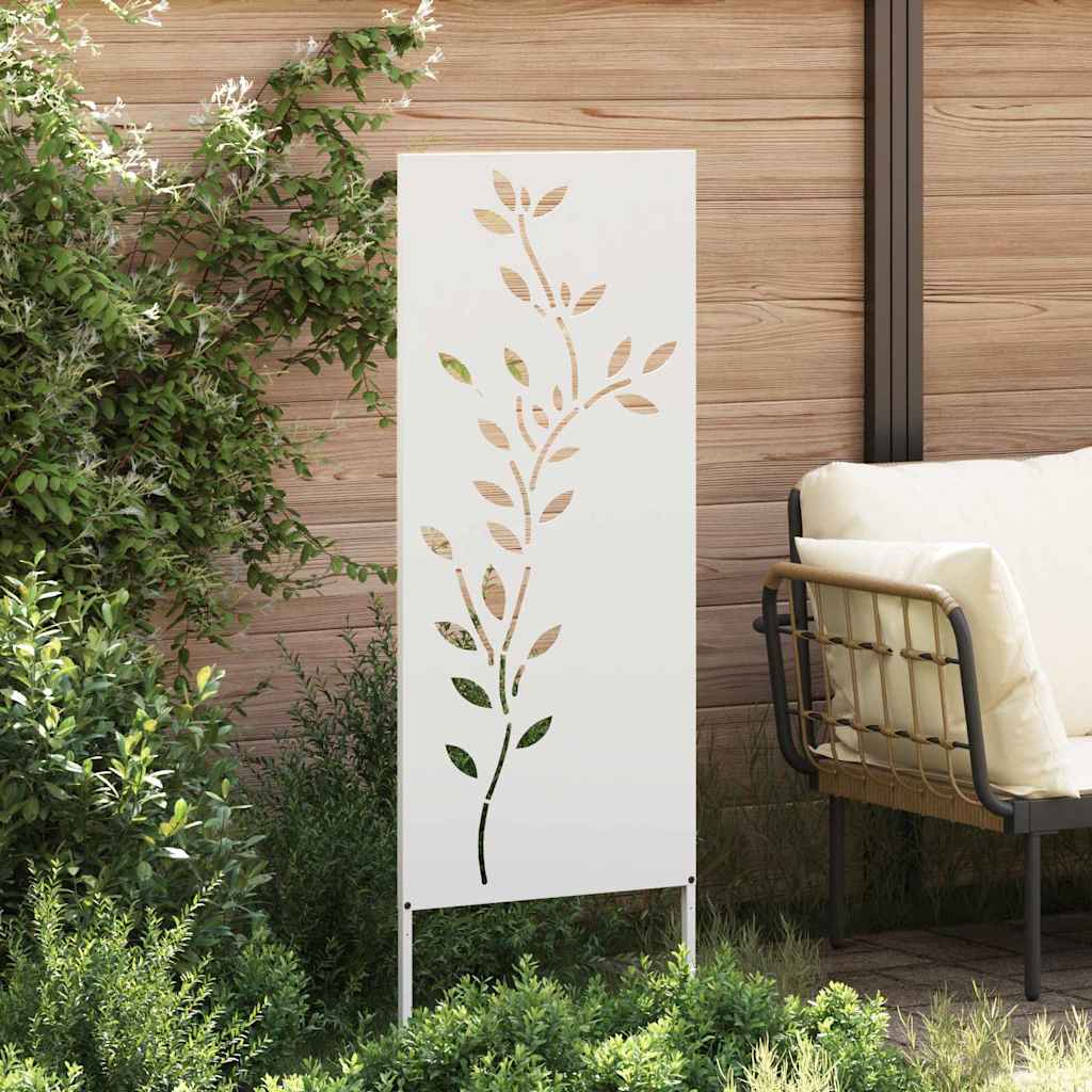 Vidaxxl protección visual para jardín flores blanco 50 x 140 cm acero laminado en frío