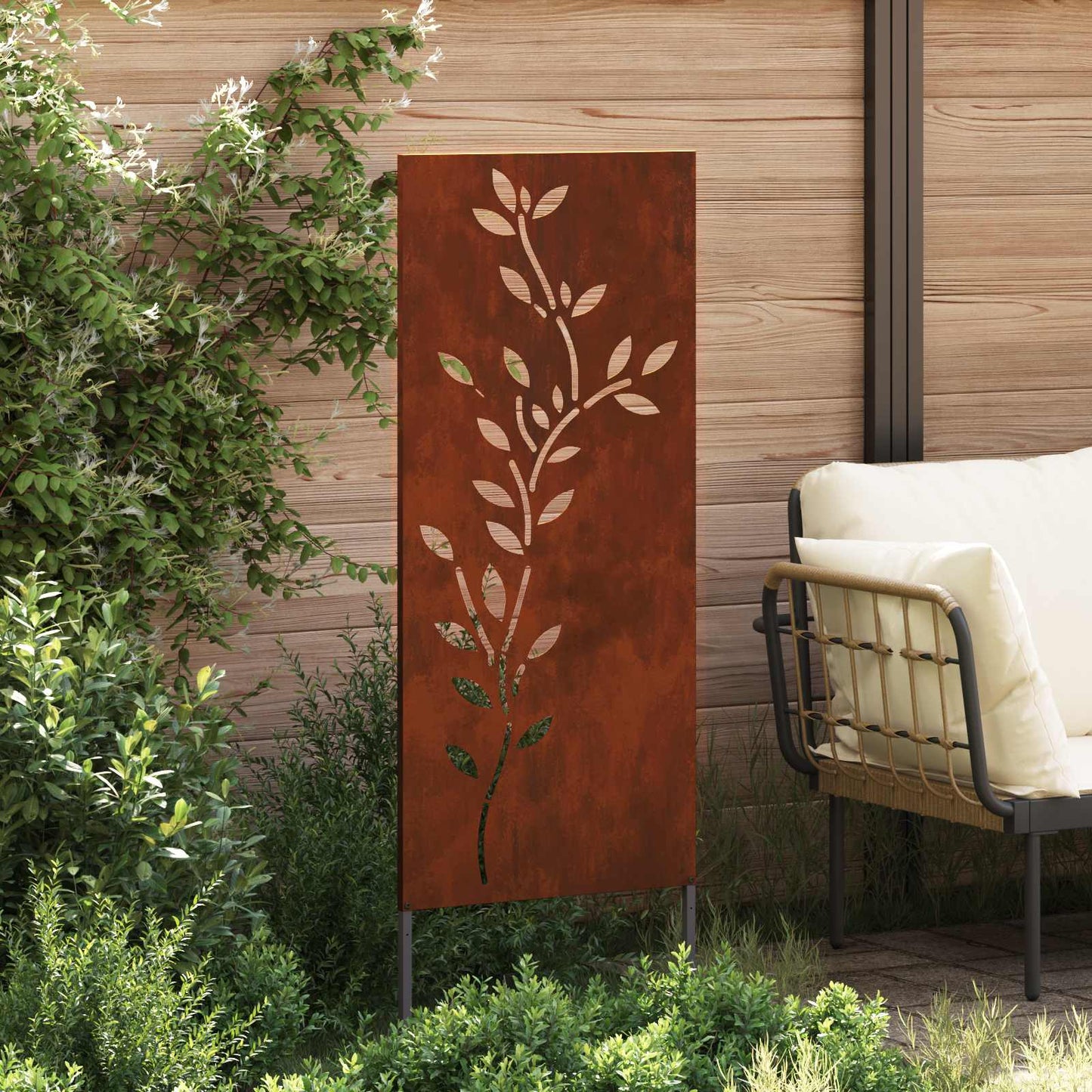 Vidaxxl paravento da giardino fiori arrugginito 50 x 140 cm in acciaio corten
