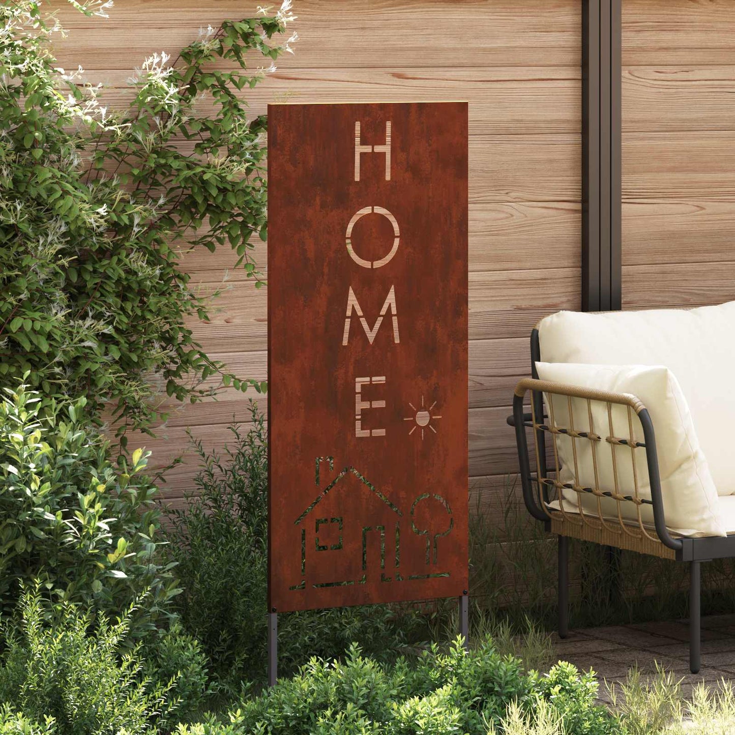 Vidaxxl protección visual para jardín calado oxidado 50 x 140 cm acero corten