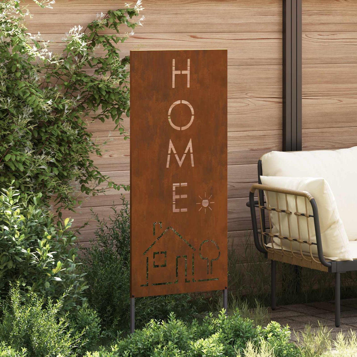 Vidaxxl protección visual para jardín calado oxidado 50 x 140 cm acero corten