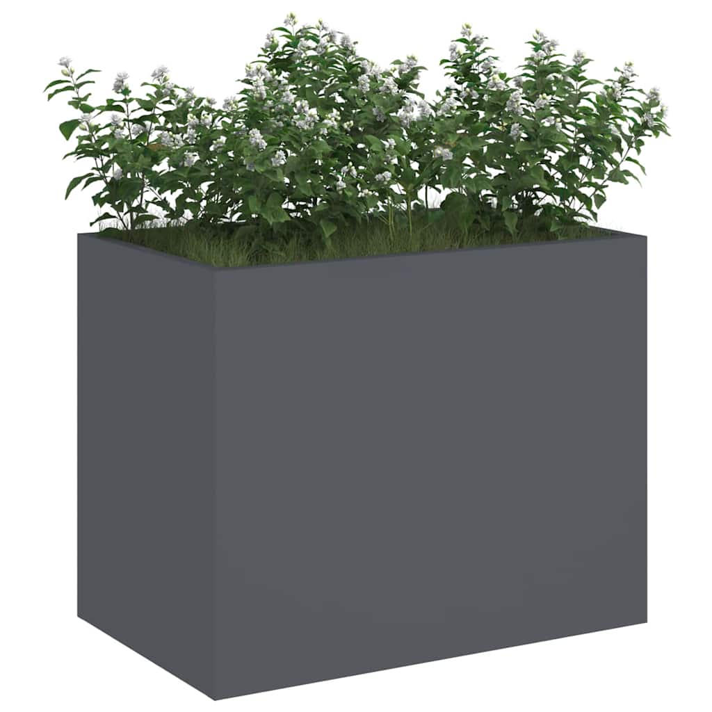 Vaso da fiori da giardino Vidaxl antracite 50 x 32 x 40 cm in acciaio laminato a freddo