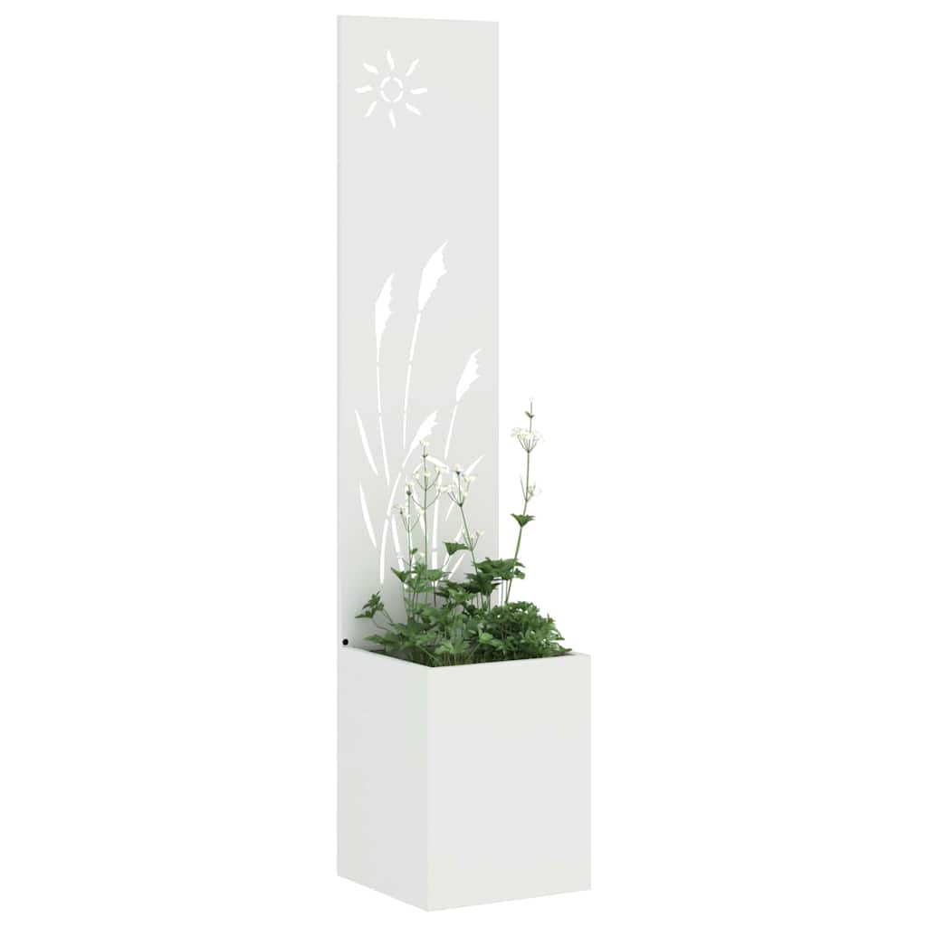 VidaXL protección visual para jardín calado blanco 32 x 140 cm acero laminado en frío