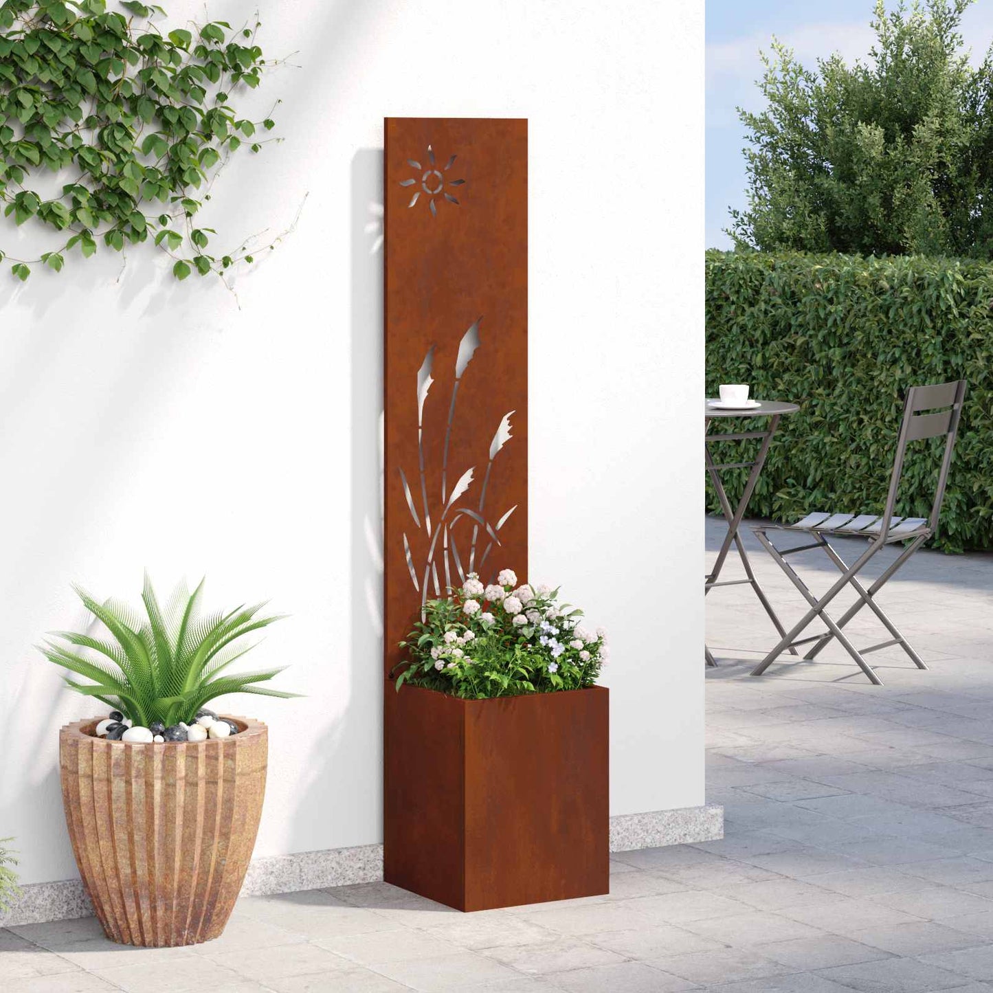 VidaXL protección visual para jardín calado oxidado 32 x 140 cm acero corten