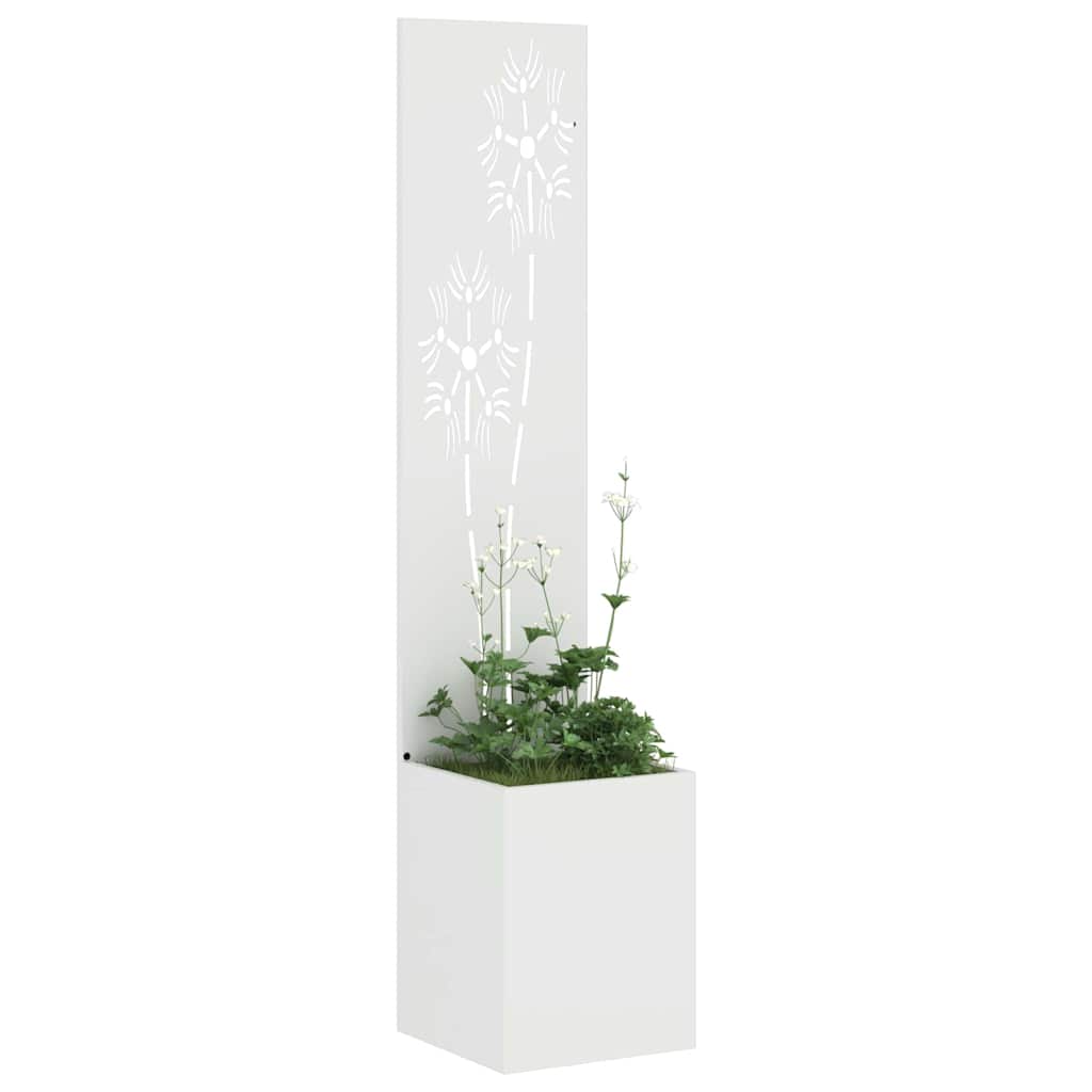 Vidaxl tuin privacy screen bloemen wit 32 x 140 cm koudgewalst staal