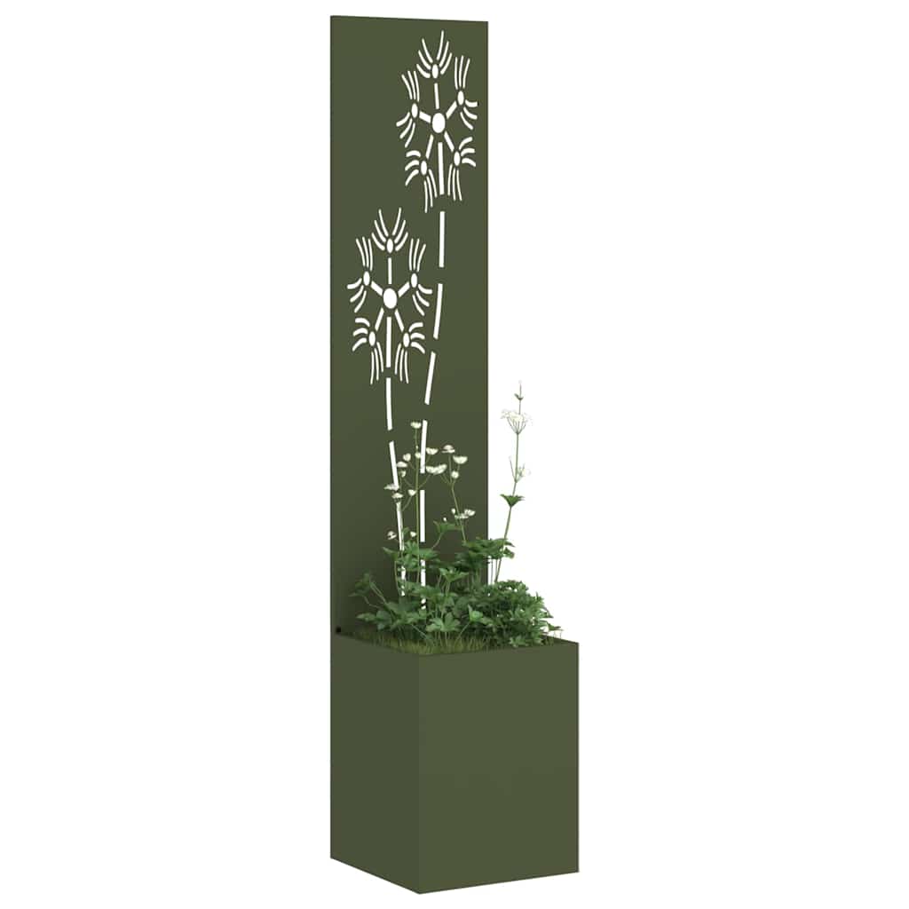 Vidaxl tuin privacy screen olijfgroen 32 x 140 cm koudgewalst staal