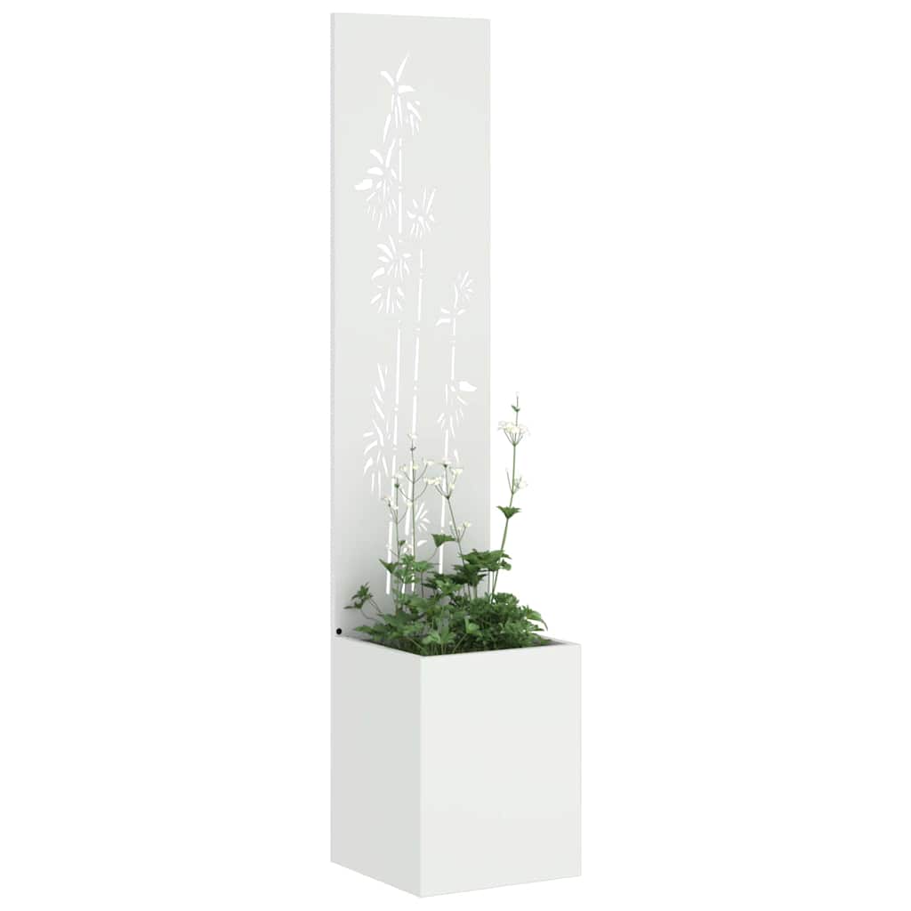 Vidaxl tuin privacy screen bloemen wit 32 x 140 cm koudgewalst staal