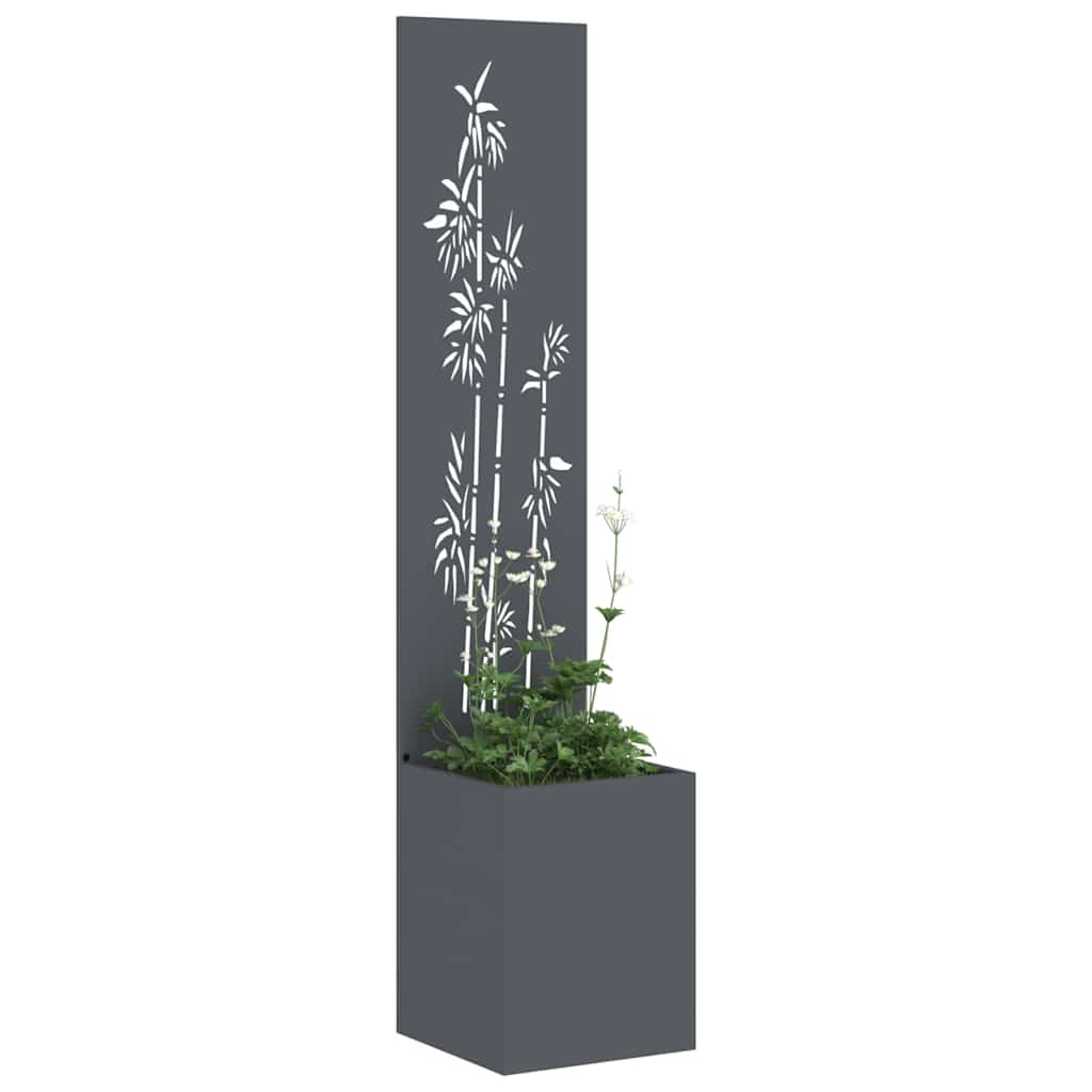Vidaxxl paravento da giardino antracite 32 x 140 cm in acciaio laminato a freddo