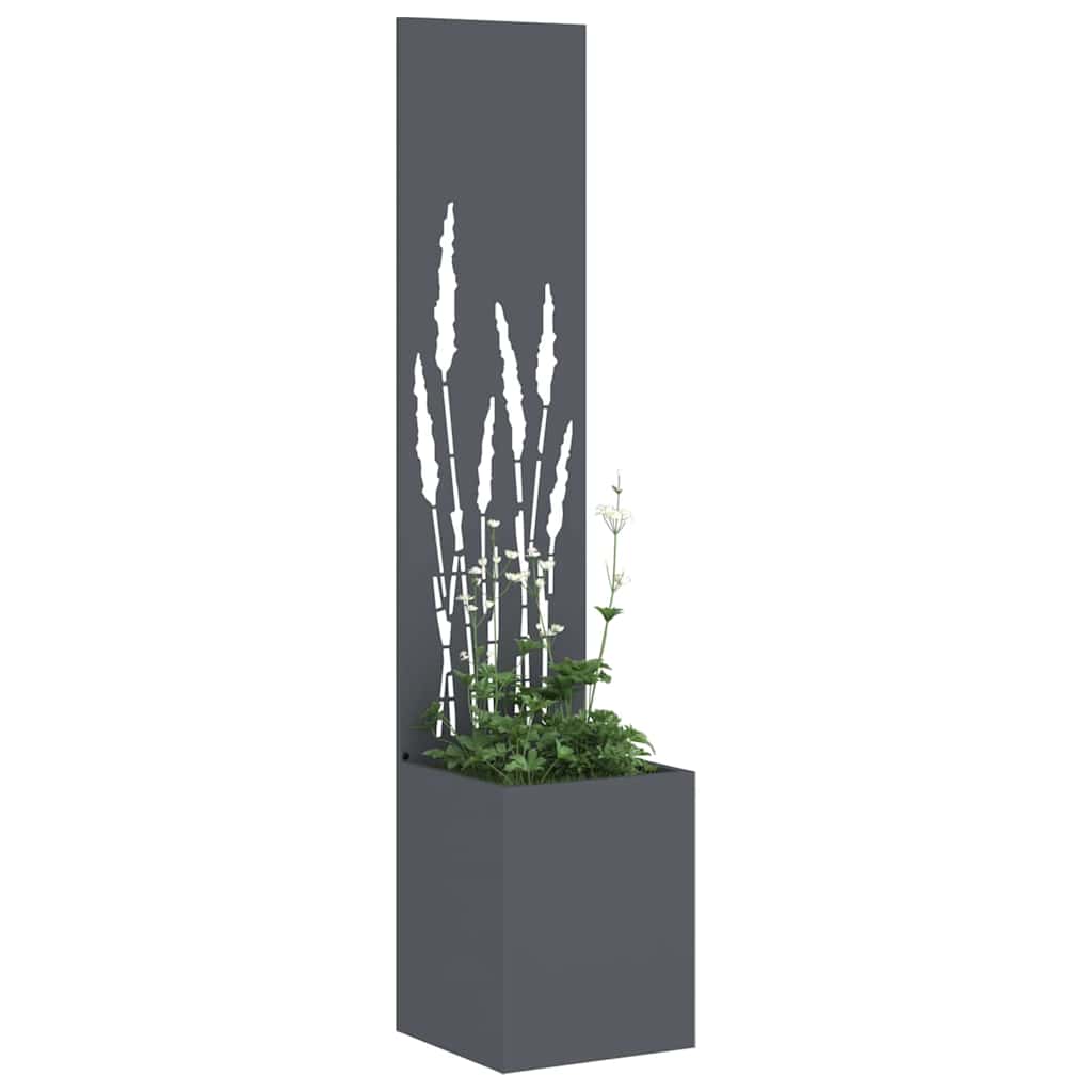 Vidaxxl paravento da giardino antracite 32 x 140 cm in acciaio laminato a freddo