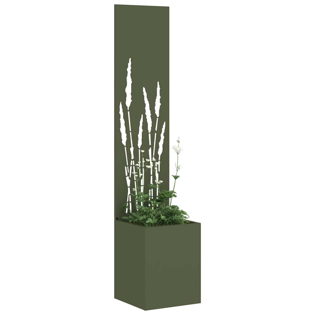 Vidaxxl paravento da giardino verde oliva 32 x 140 cm in acciaio laminato a freddo