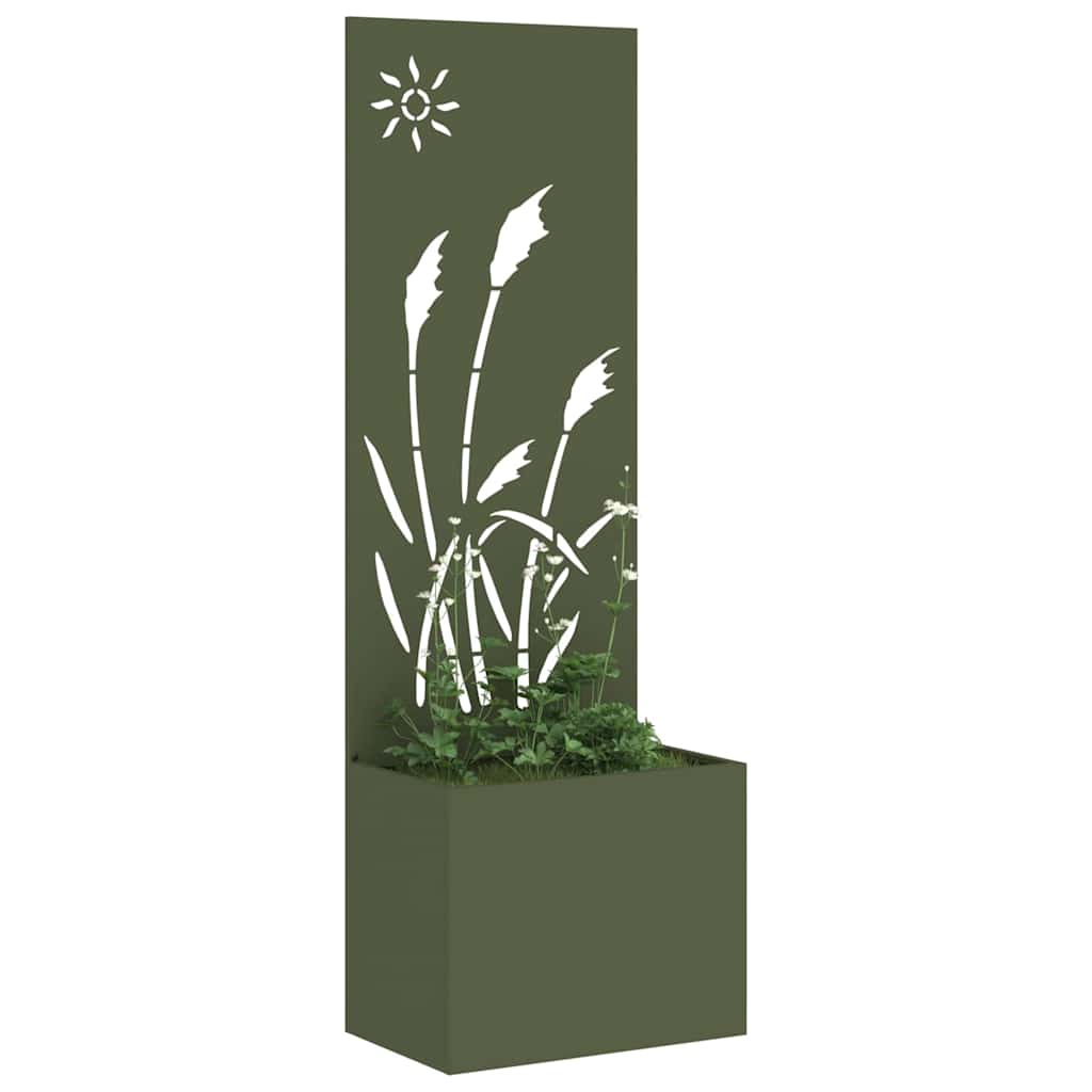 Vidaxl tuin privacy screen olijfgroen 50 x 140 cm koudgewalst staal