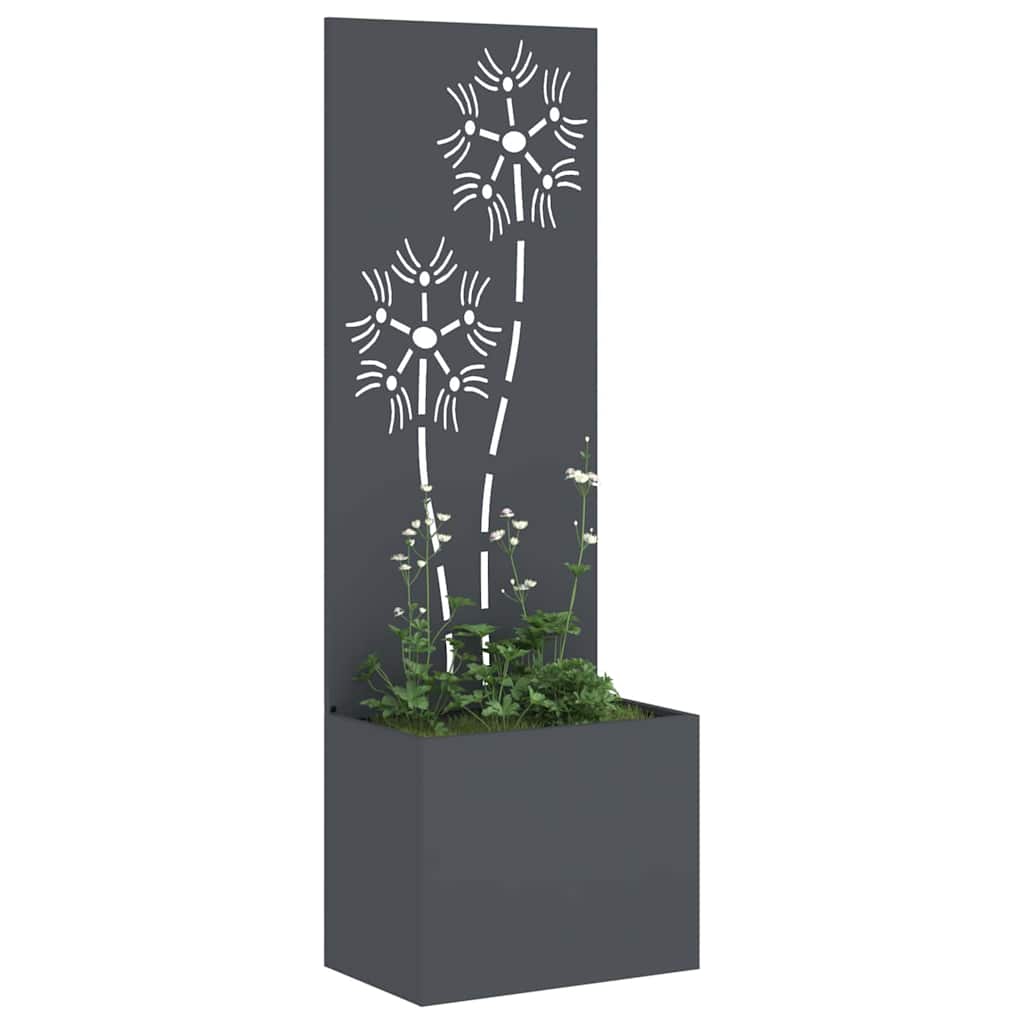 VidaXL paravento da giardino fiori antracite 50 x 32 x 150 cm