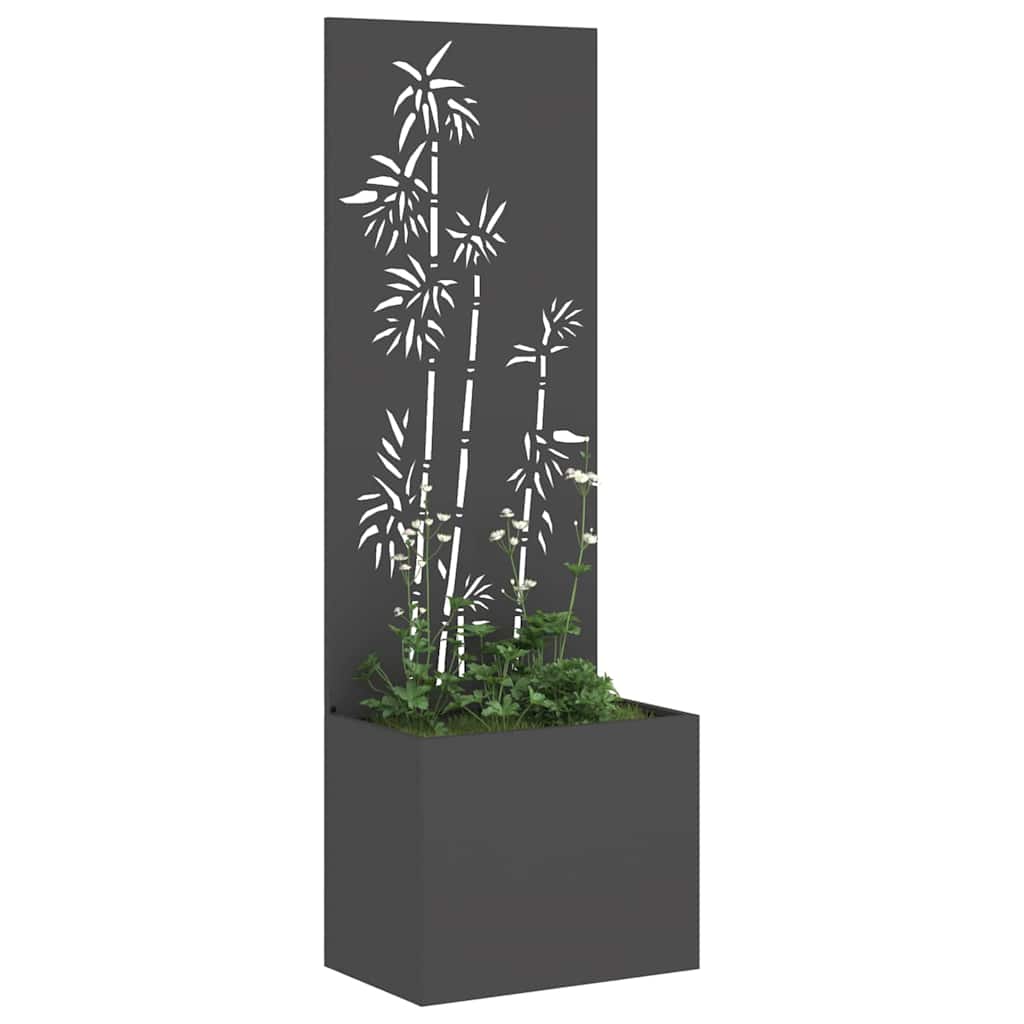 Vidaxxl protección visual para jardín flores negro 50 x 140 cm acero laminado en frío
