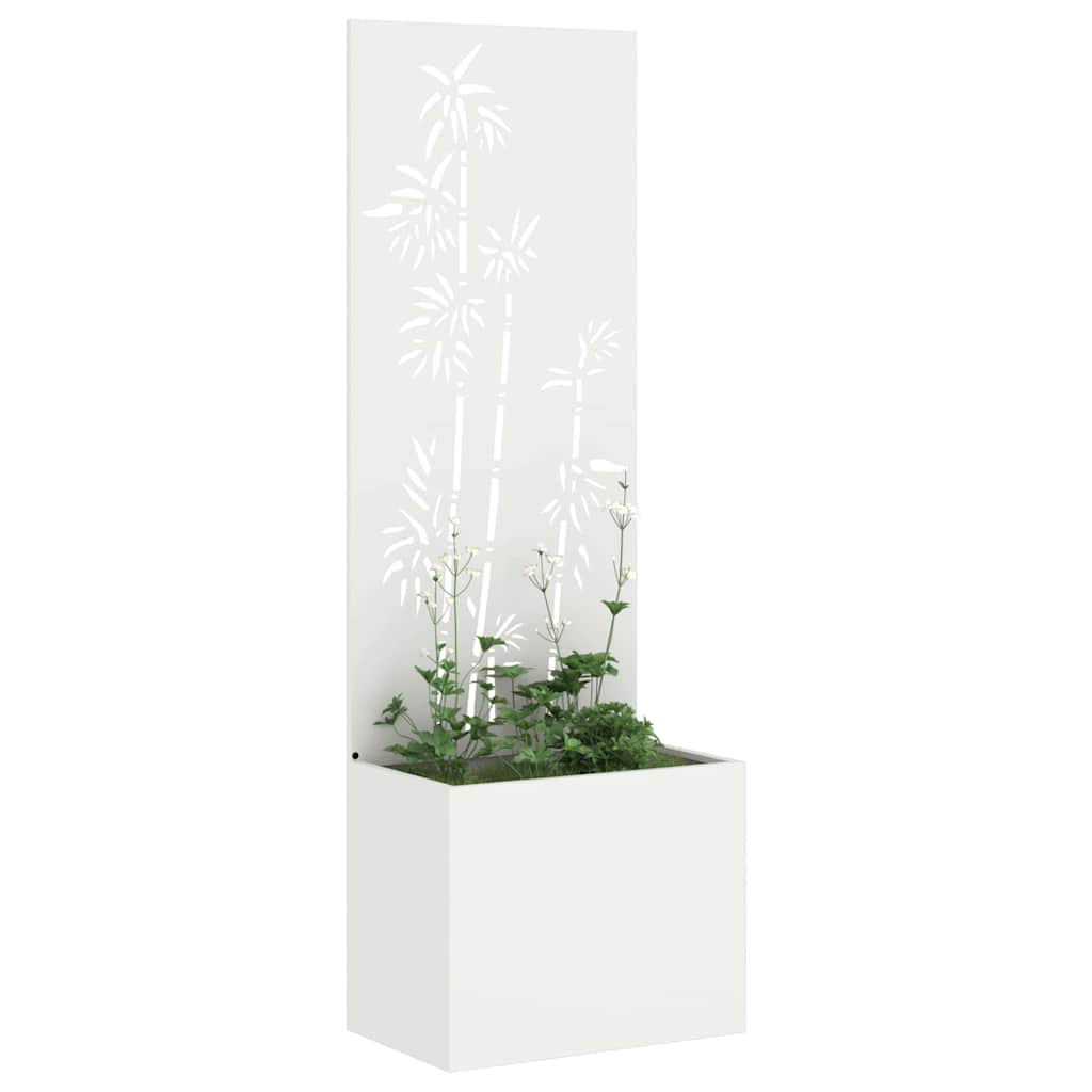Vidaxl tuin privacy screen bloemen wit 50 x 140 cm koudgewalst staal