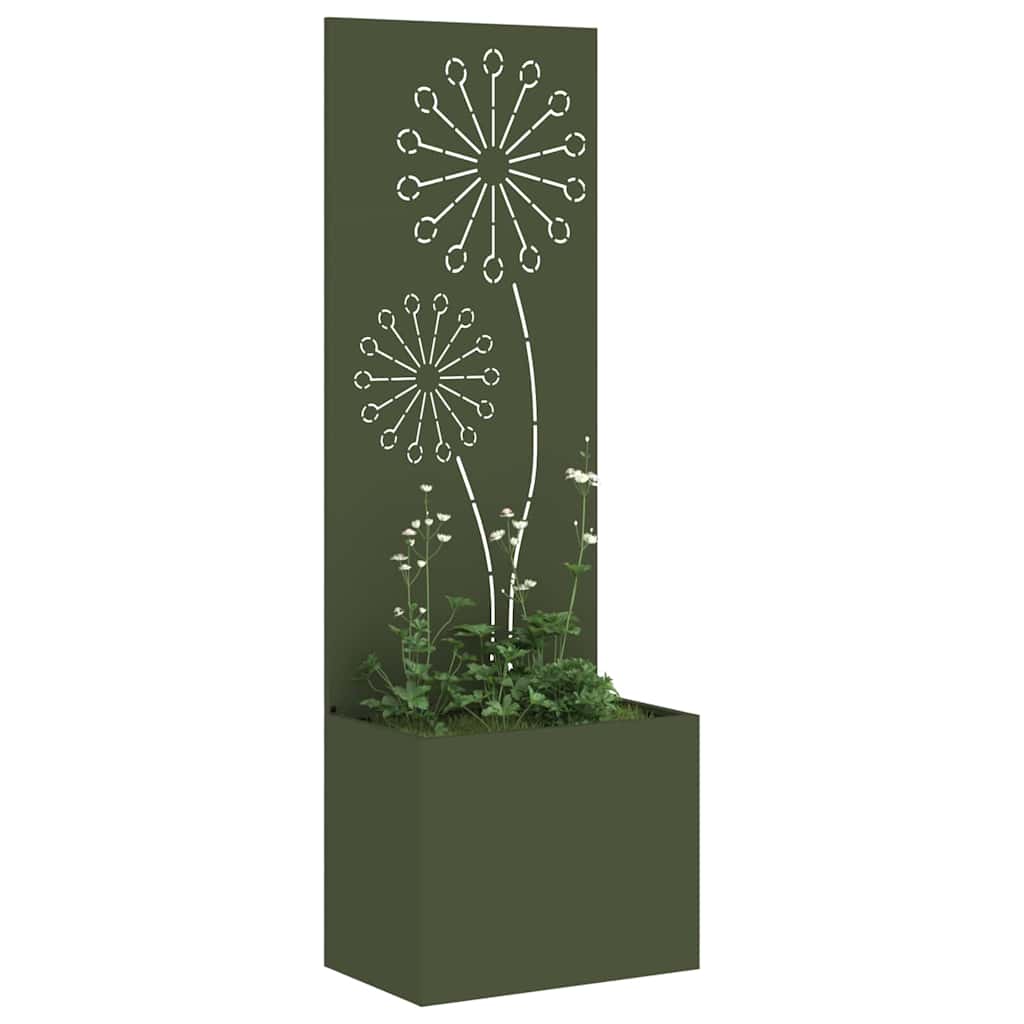 Vidaxxl protección visual para jardín verde oliva 50 x 140 cm acero laminado en frío