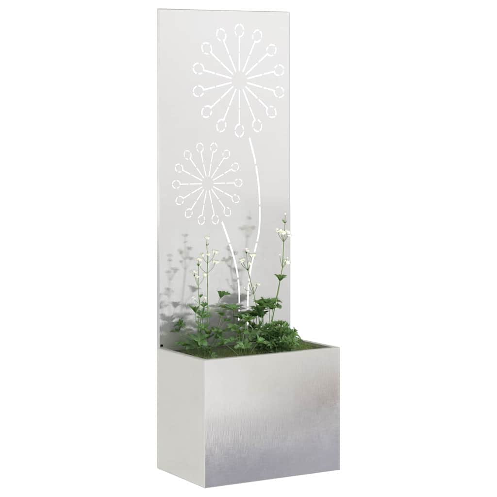 VidaXL protección visual para jardín calado plateado 50 x 140 cm acero inoxidable