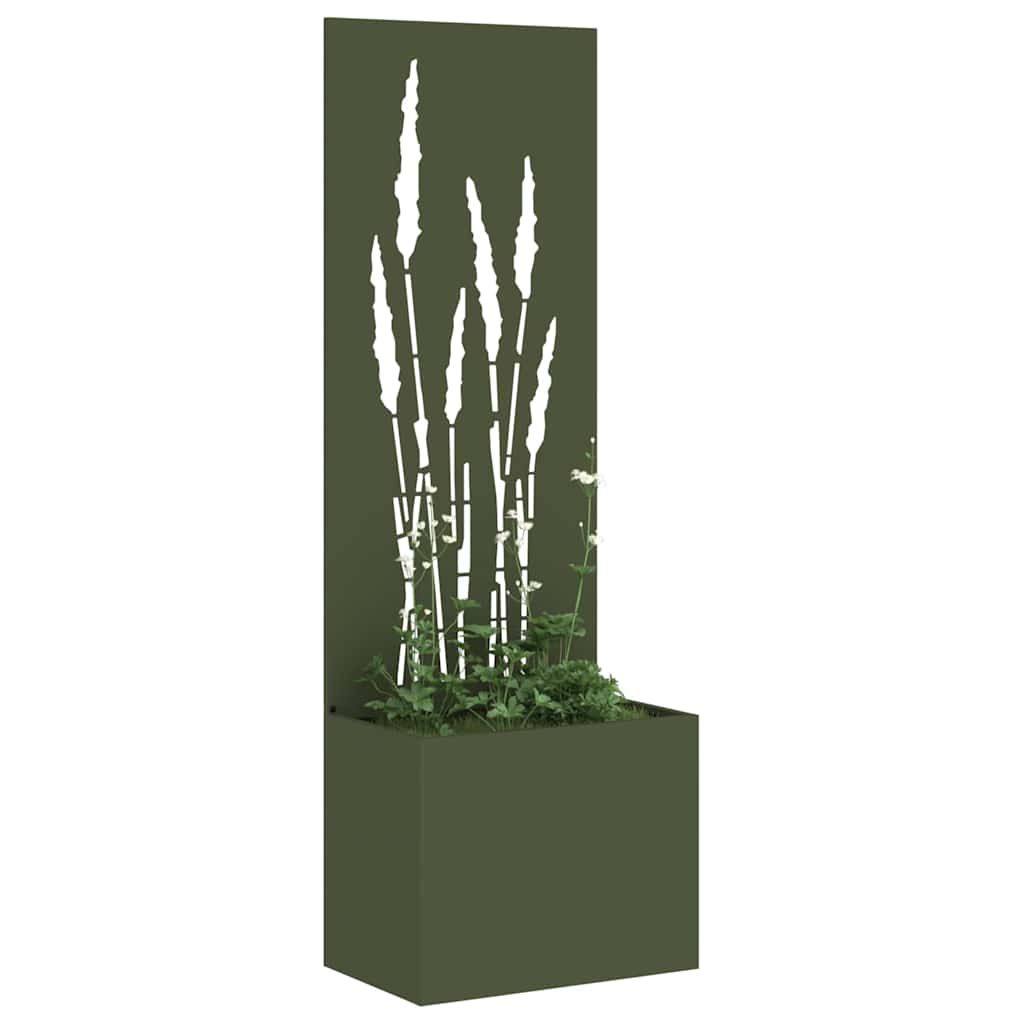 Vidaxxl paravento da giardino verde oliva 50 x 140 cm in acciaio laminato a freddo