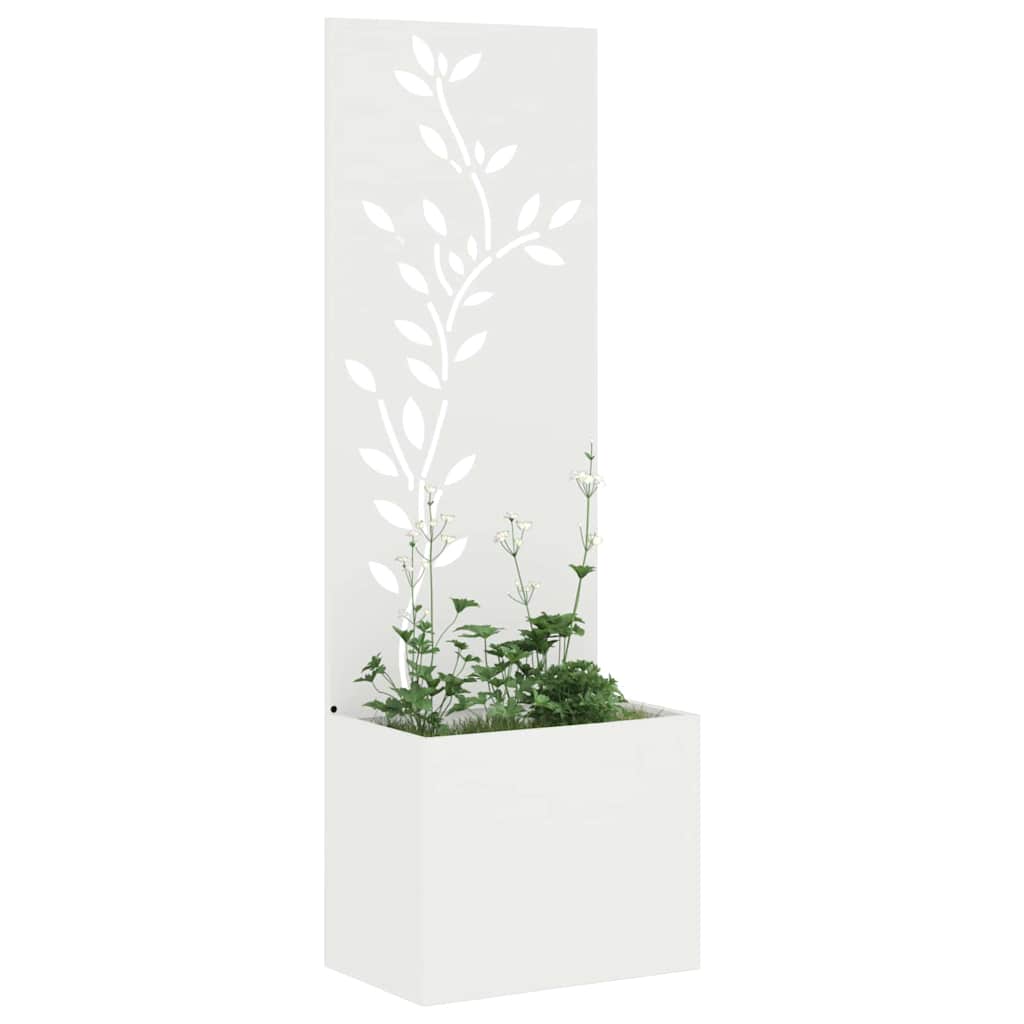 Vidaxl tuin privacy screen bloemen wit 50 x 140 cm koudgewalst staal