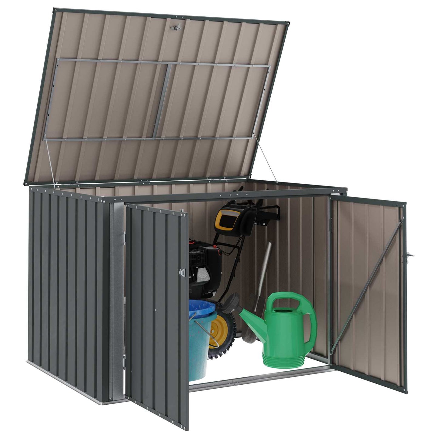 VidaXL caja de almacenamiento de jardín negro 151,5 x 107 x 100 cm acero