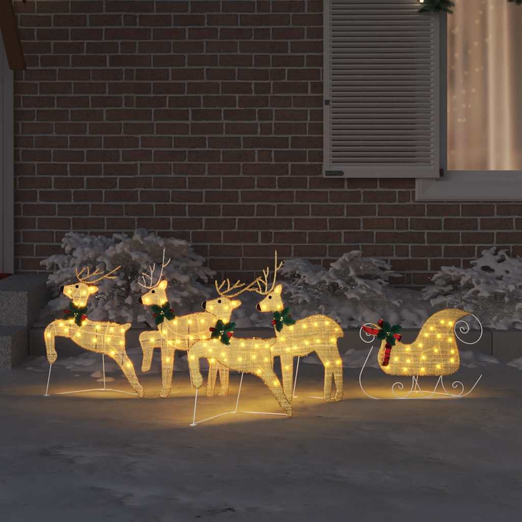 VidaXL renna led 5 pezzi polvere d'oro