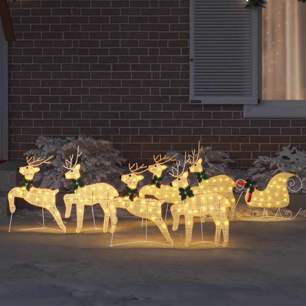 VidaXL renna led 7 pezzi polvere d'oro