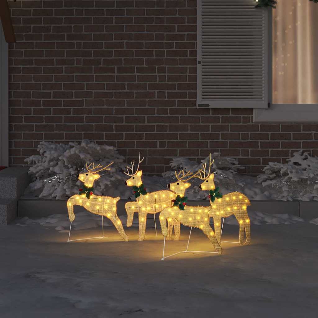 VidaXL renna led 4 pezzi polvere d'oro