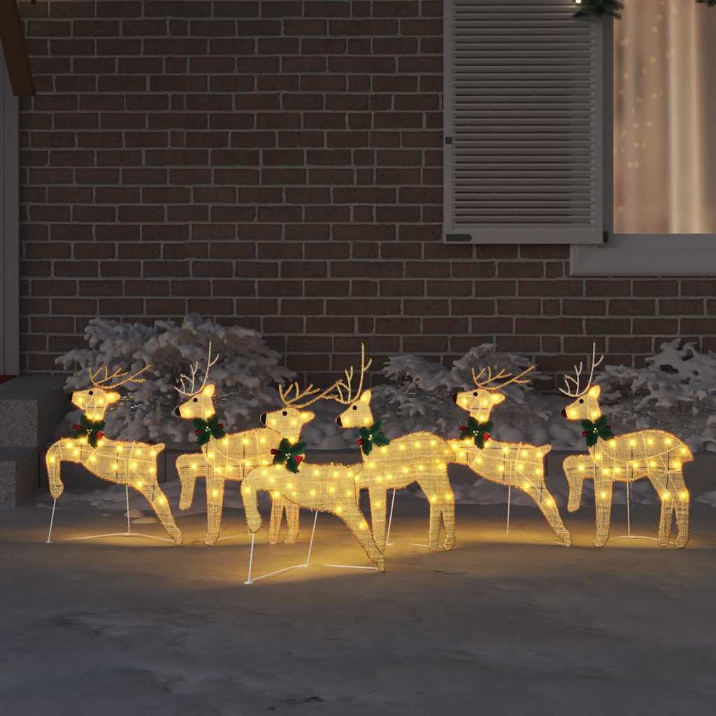 VidaXL renna led 6 pezzi polvere d'oro