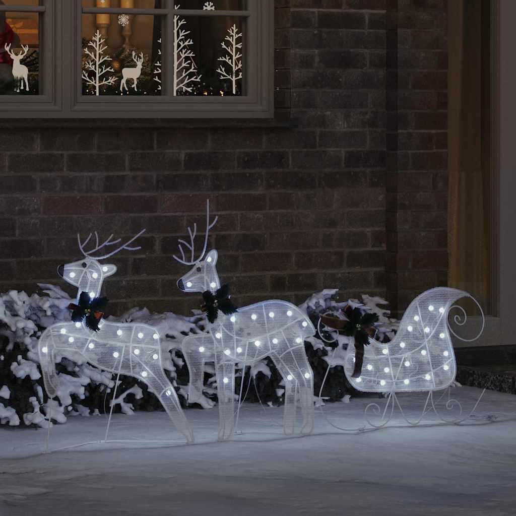 VidaXL renne led 3 pezzi in tessuto bianco freddo