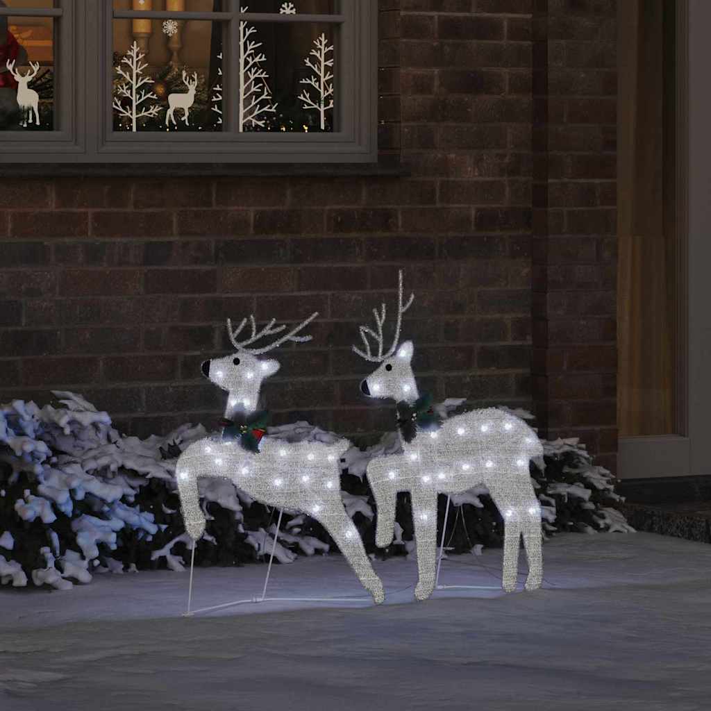 Vidaxxl renne led 2 pezzi tessuto bianco freddo