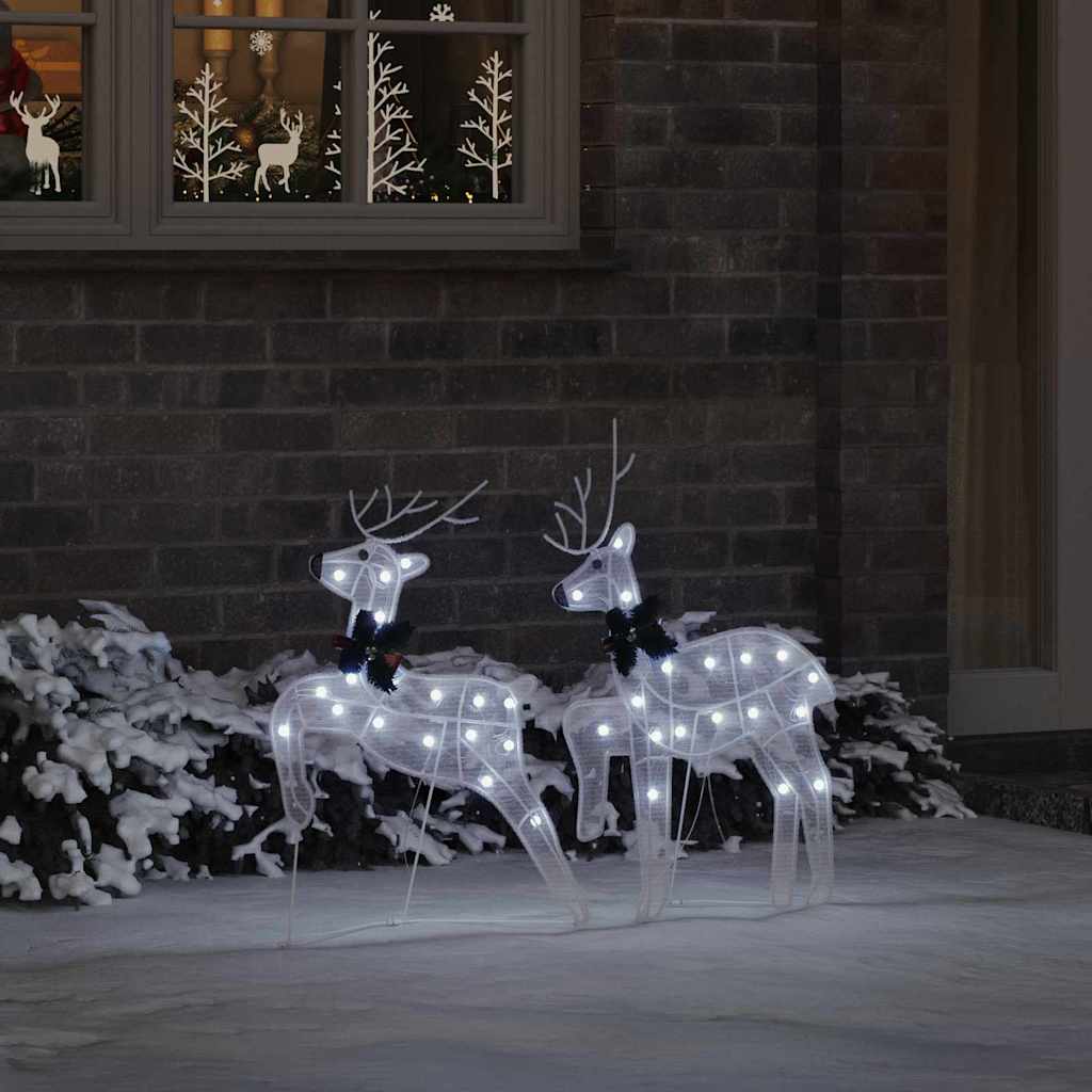 Vidaxxl renne led 2 pezzi tessuto bianco freddo