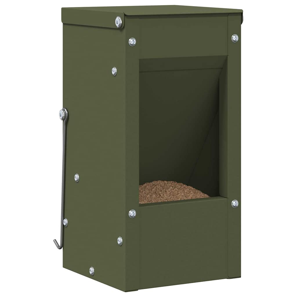 Vidaxl cibo per conigli verde oliva 12,5 x 12,5 x 25 cm acciaio laminato a freddo