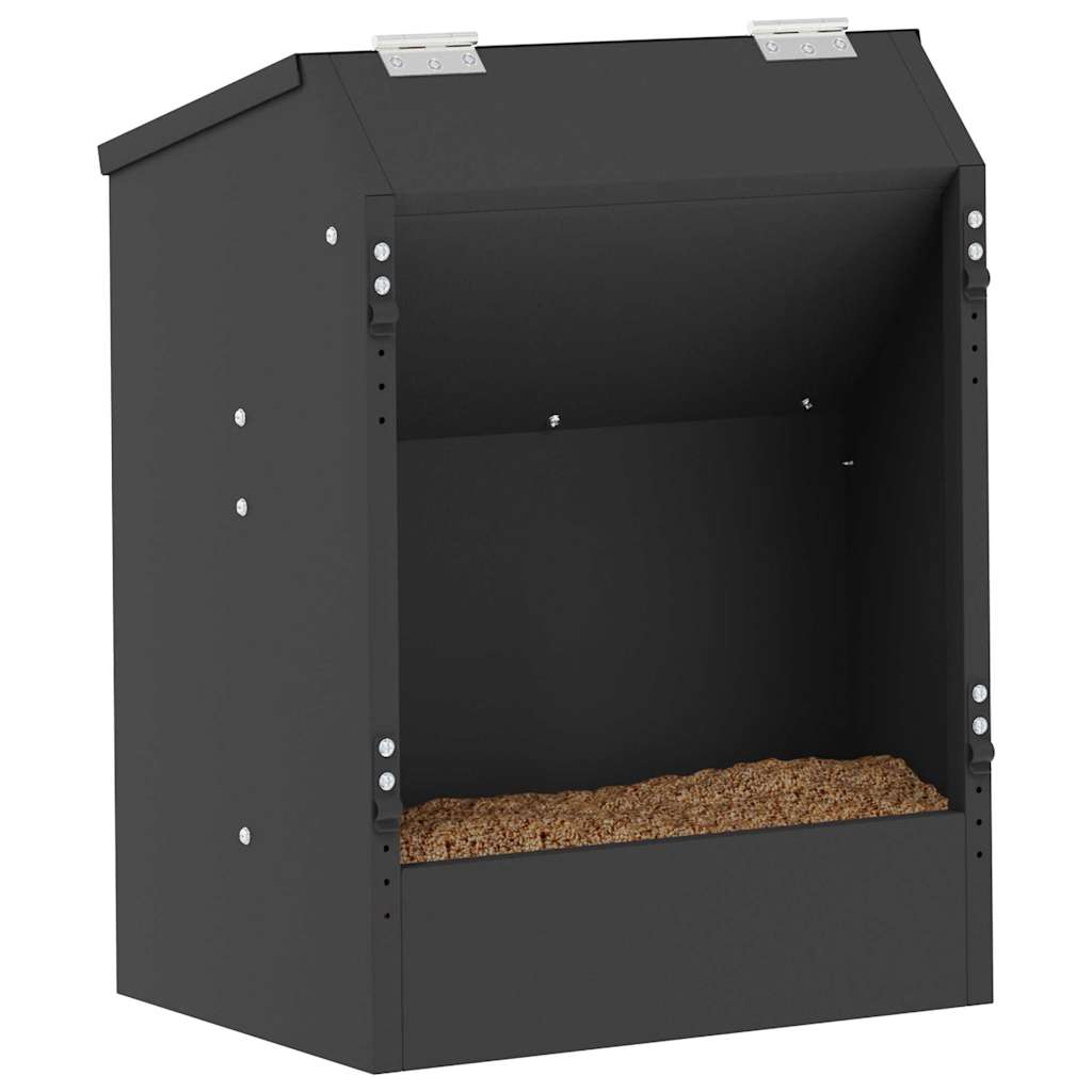 Vidaxl cibo per conigli nero 64,5 x 25,5 x 45,5 cm acciaio laminato a freddo