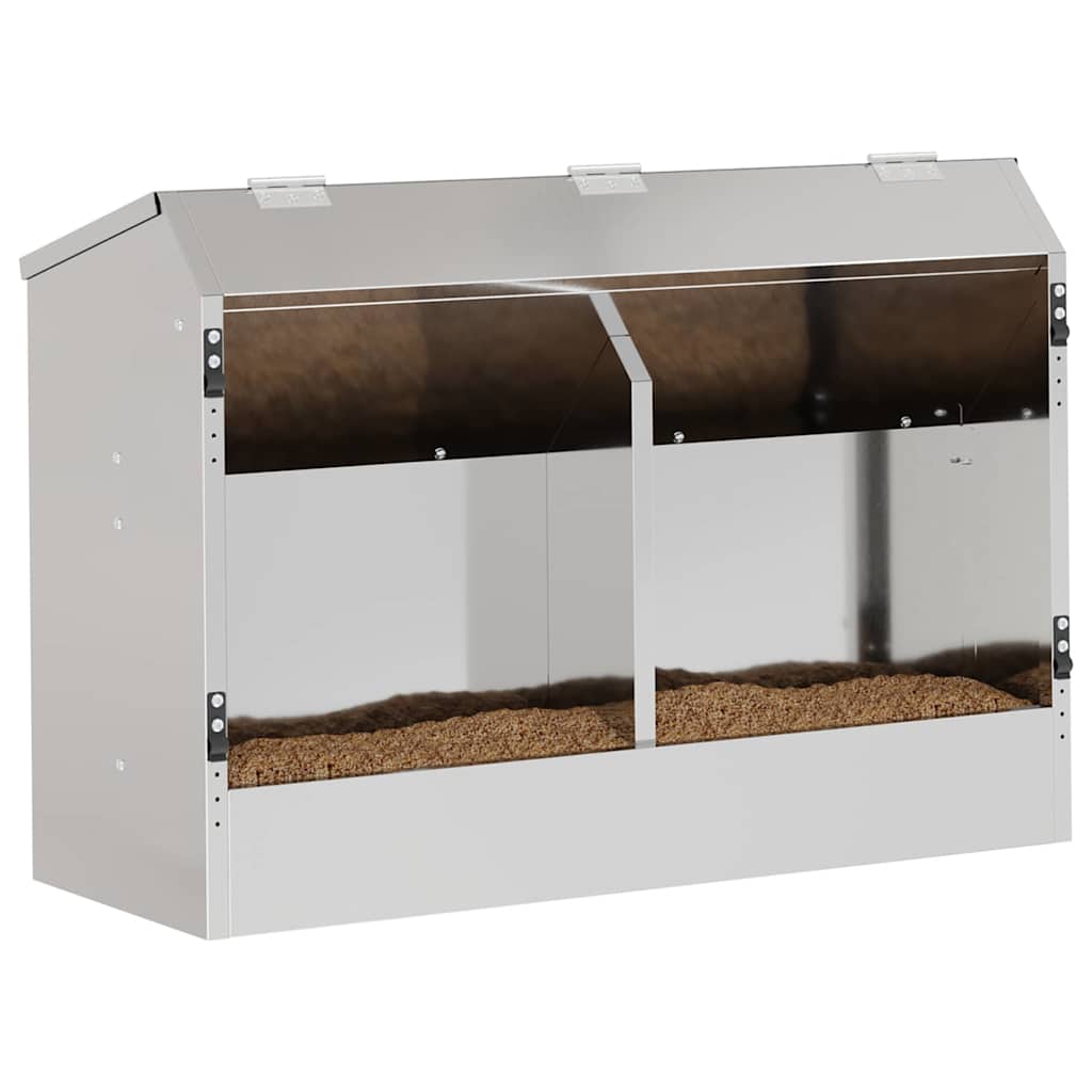 Vidaxl comida para conejos plata 64,5 x 25,5 x 45,5 cm acero galvanizado