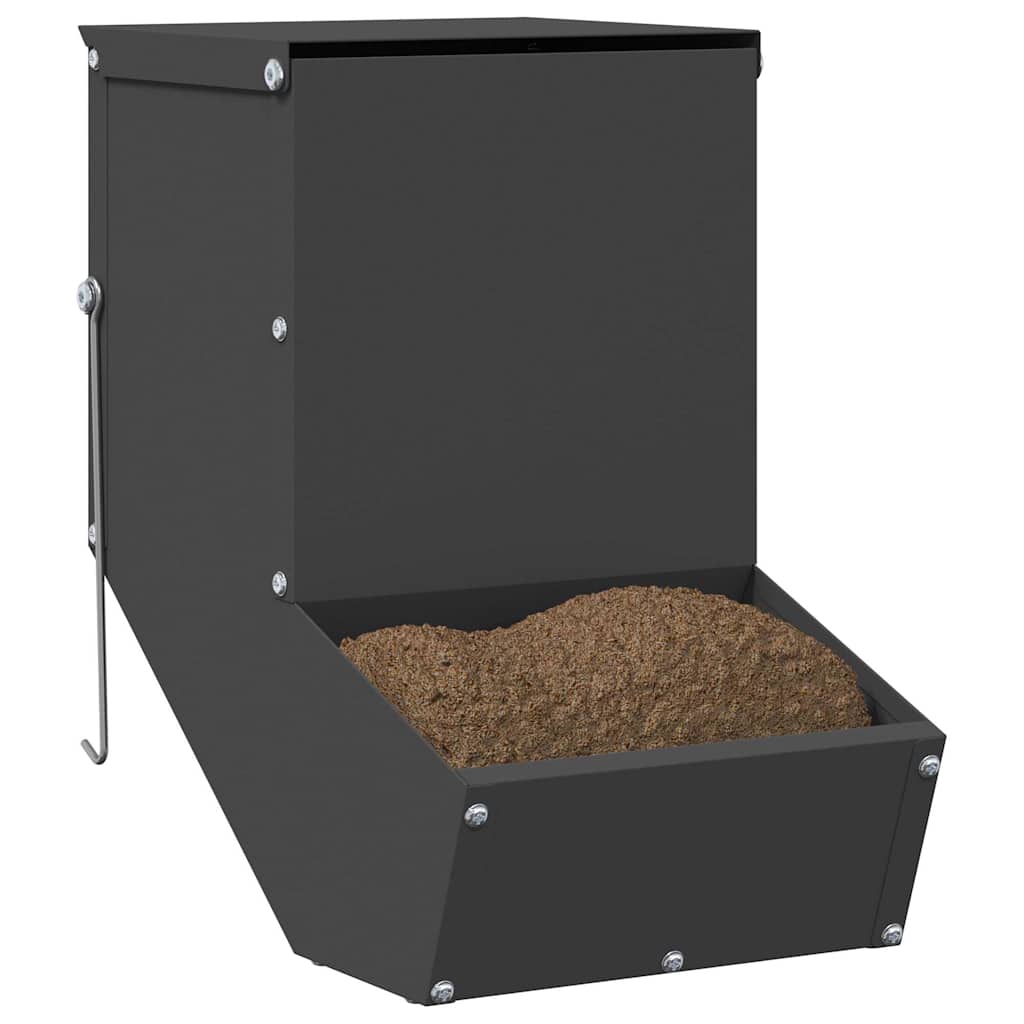 Vidaxl cibo per conigli nero 17,5 x 26 x 28,5 cm acciaio laminato a freddo