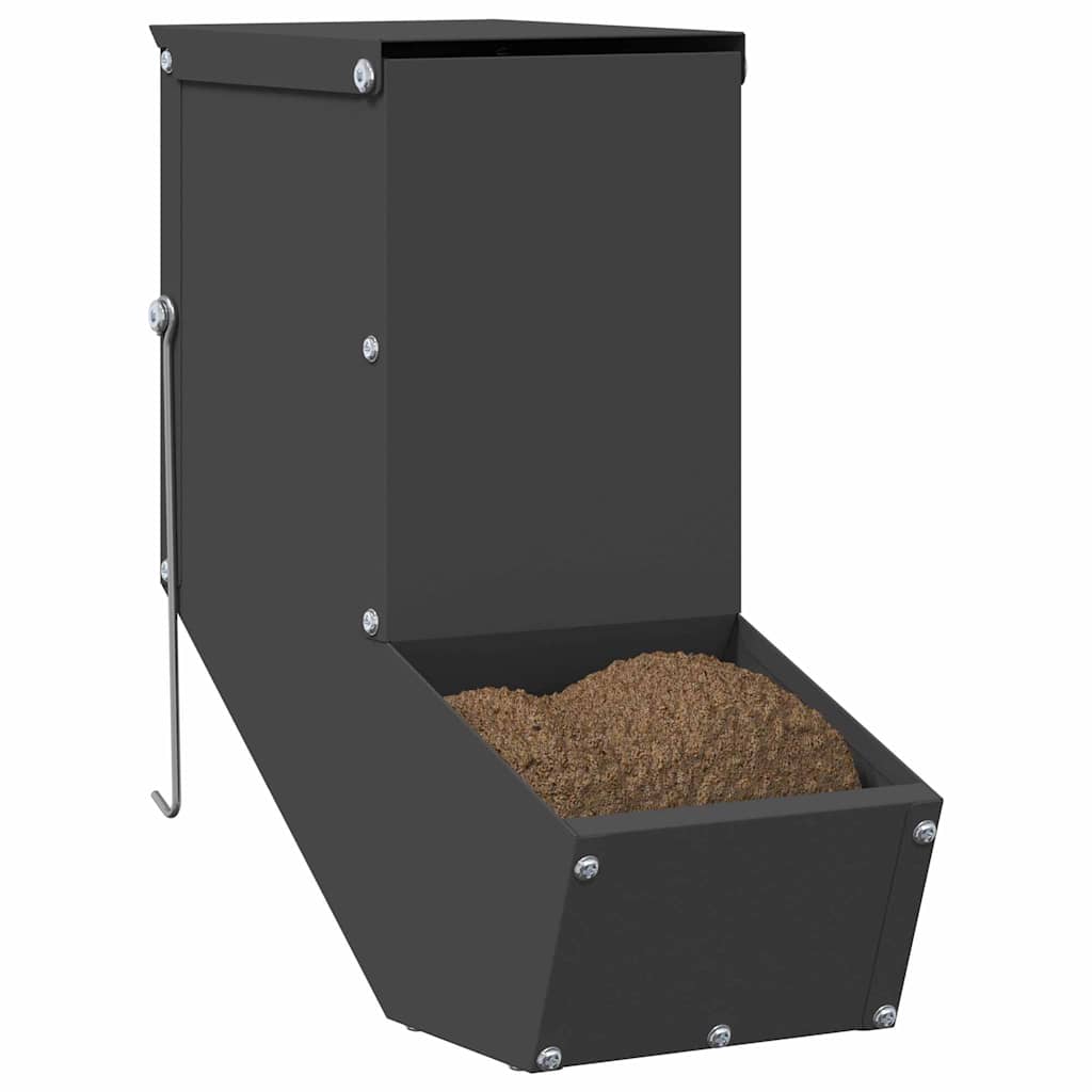 Vidaxl cibo per conigli nero 12,5 x 26 x 28,5 cm acciaio laminato a freddo