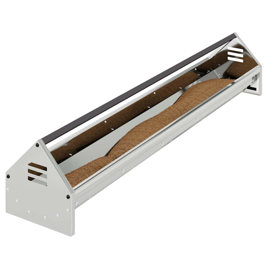 Vidaxl kippen voederbak zilver 108 x 20,5 x 20 cm gegalvaniseerd staal