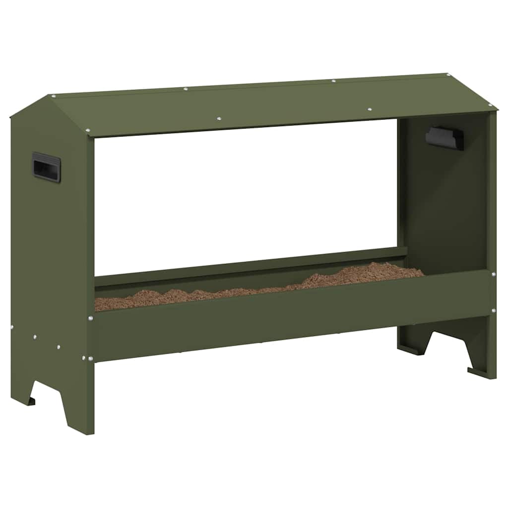 Mangiatoia per polli Vidaxxl verde oliva 81 x 32 x 53,5 cm