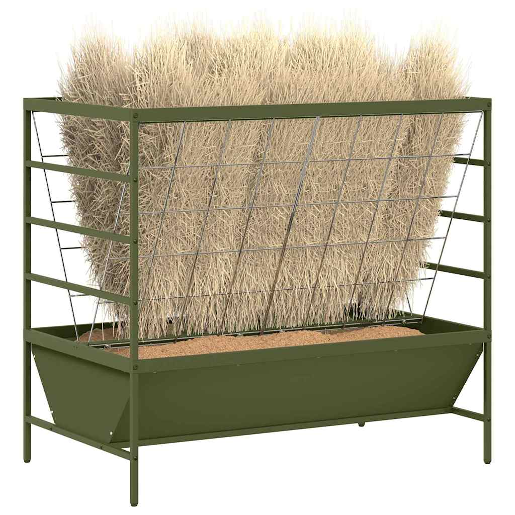 Vidaxxl pienso para ganado verde oliva 100 x 60 x 90 cm acero laminado en frío
